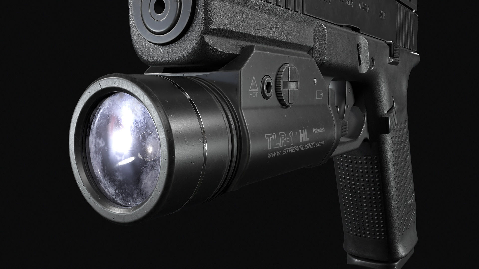 Glock 17 with attachments Low-poly 3D model_24