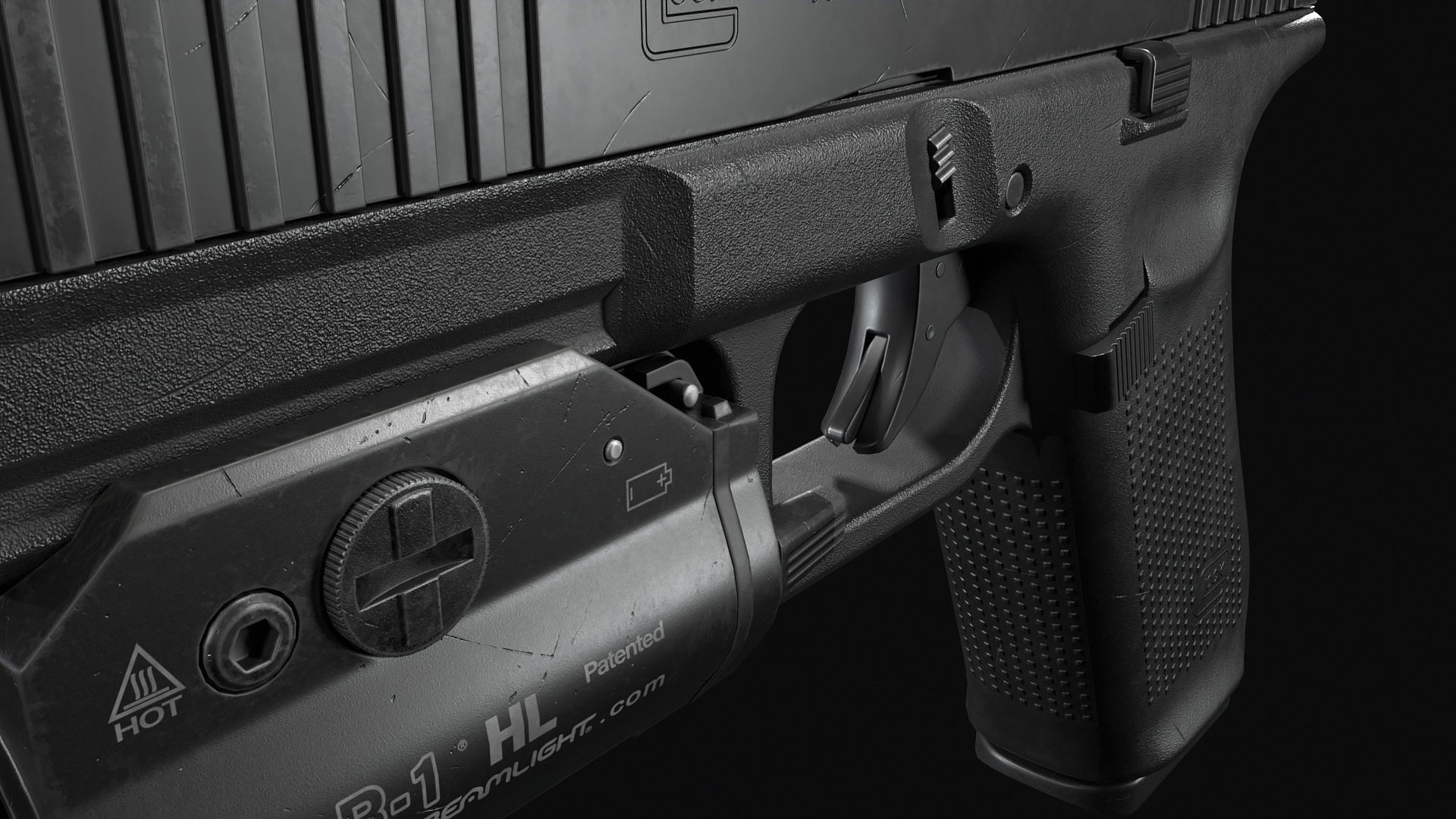 Glock 17 with attachments Low-poly 3D model_26