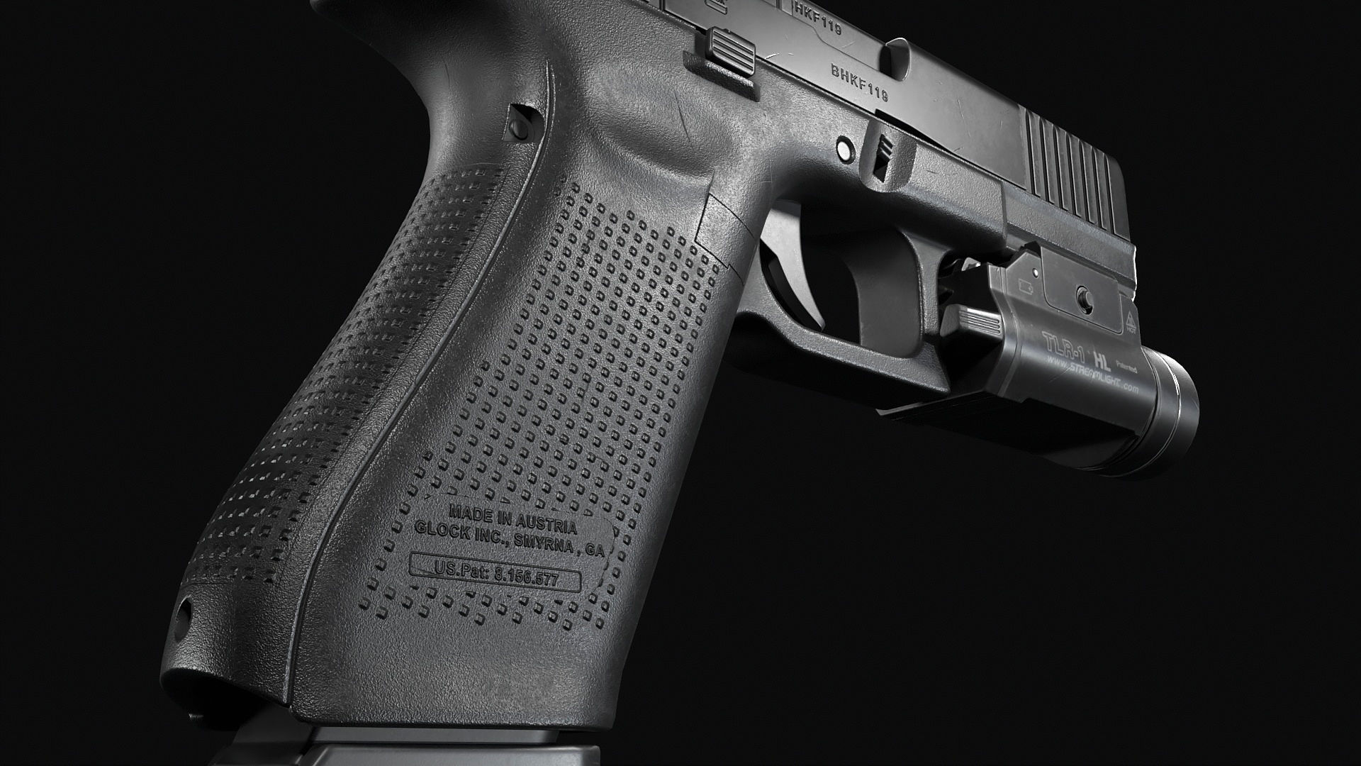 Glock 17 with attachments Low-poly 3D model_16