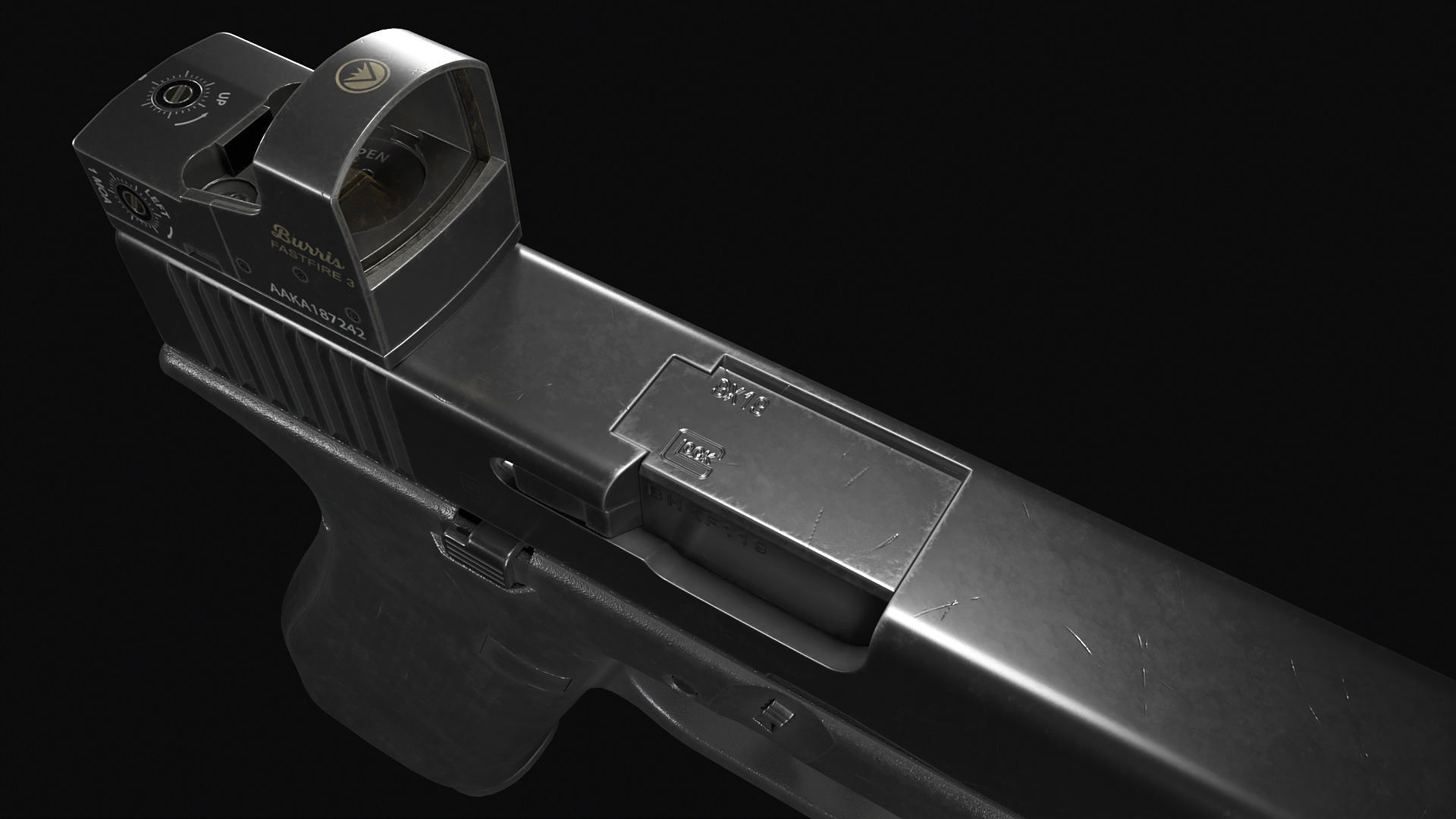 Glock 17 with attachments Low-poly 3D model_18