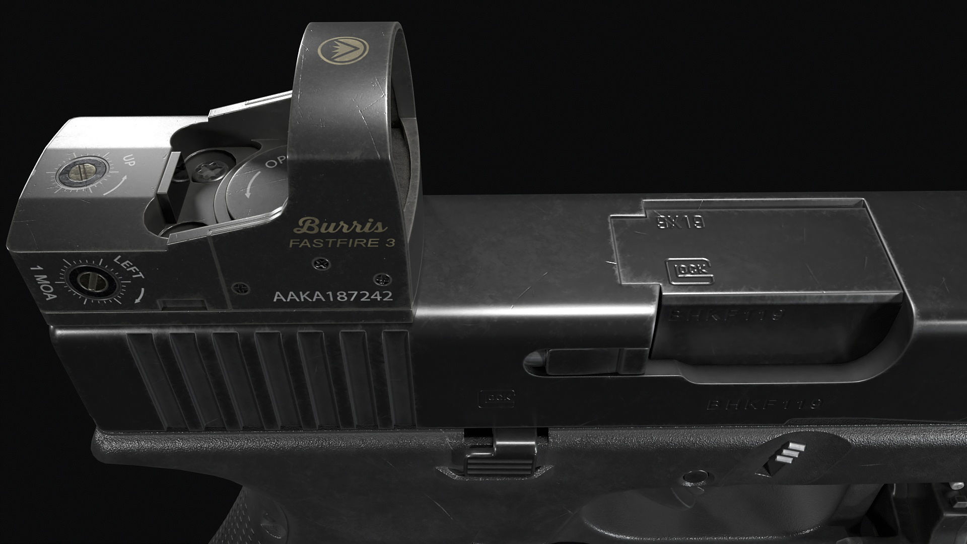 Glock 17 with attachments Low-poly 3D model_23