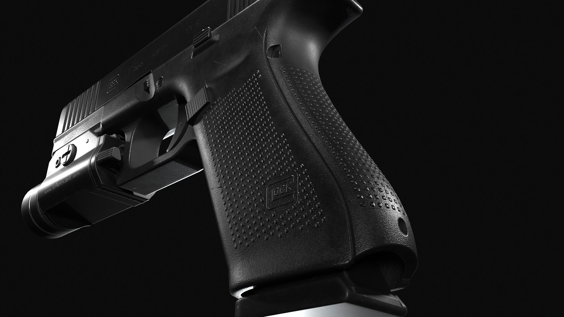 Glock 17 with attachments Low-poly 3D model_15