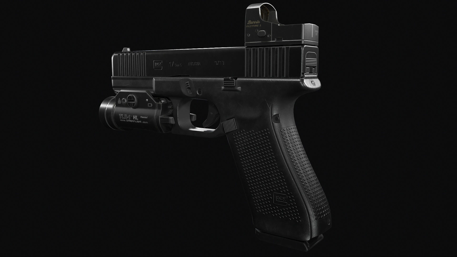 Glock 17 with attachments Low-poly 3D model_4