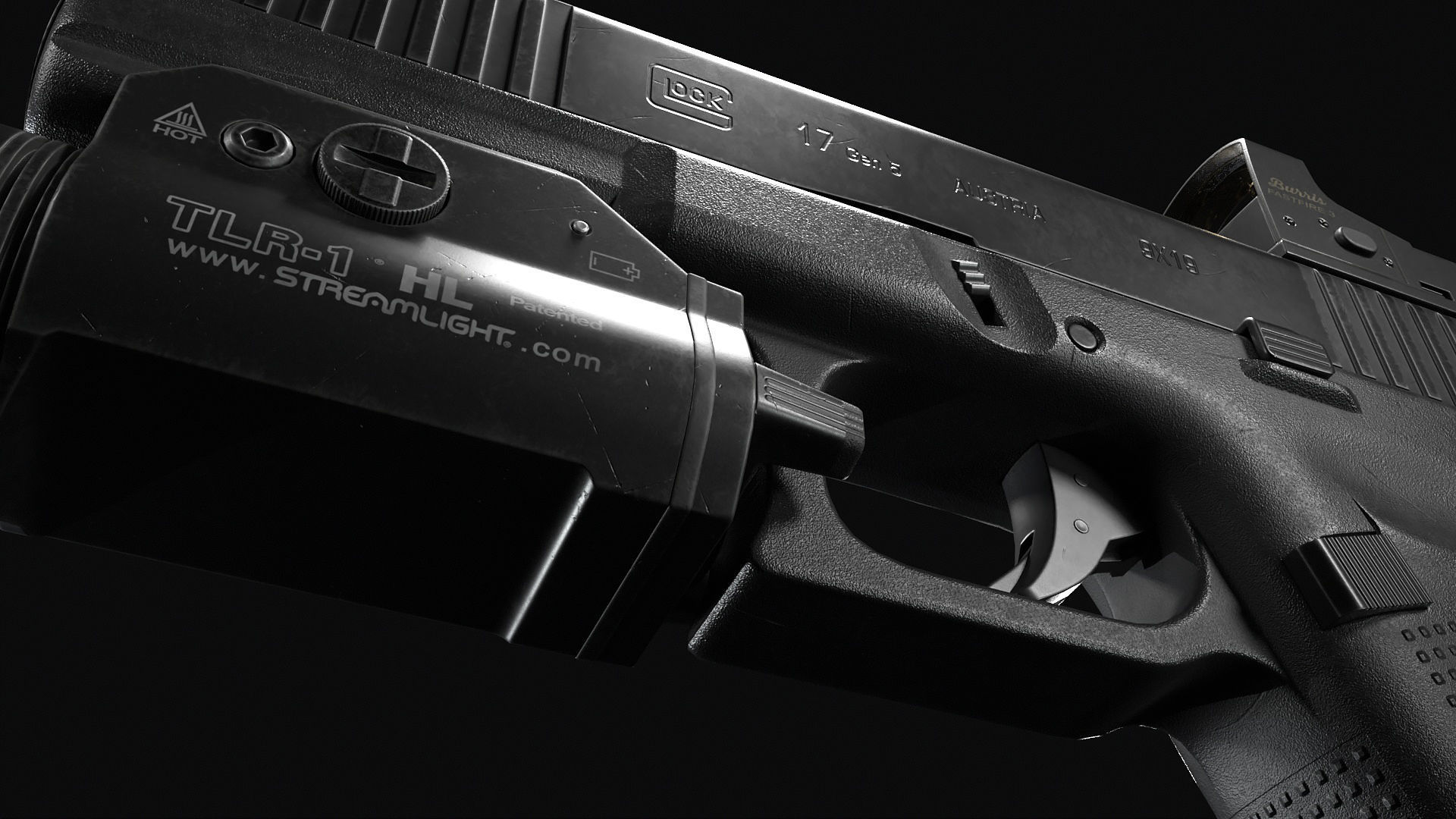 Glock 17 with attachments Low-poly 3D model_22
