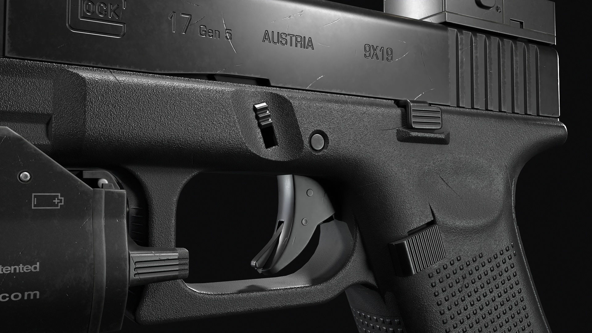 Glock 17 with attachments Low-poly 3D model_13