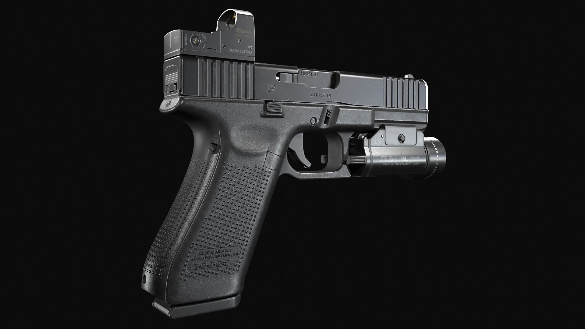 Glock 17 with attachments Low-poly 3D model_7