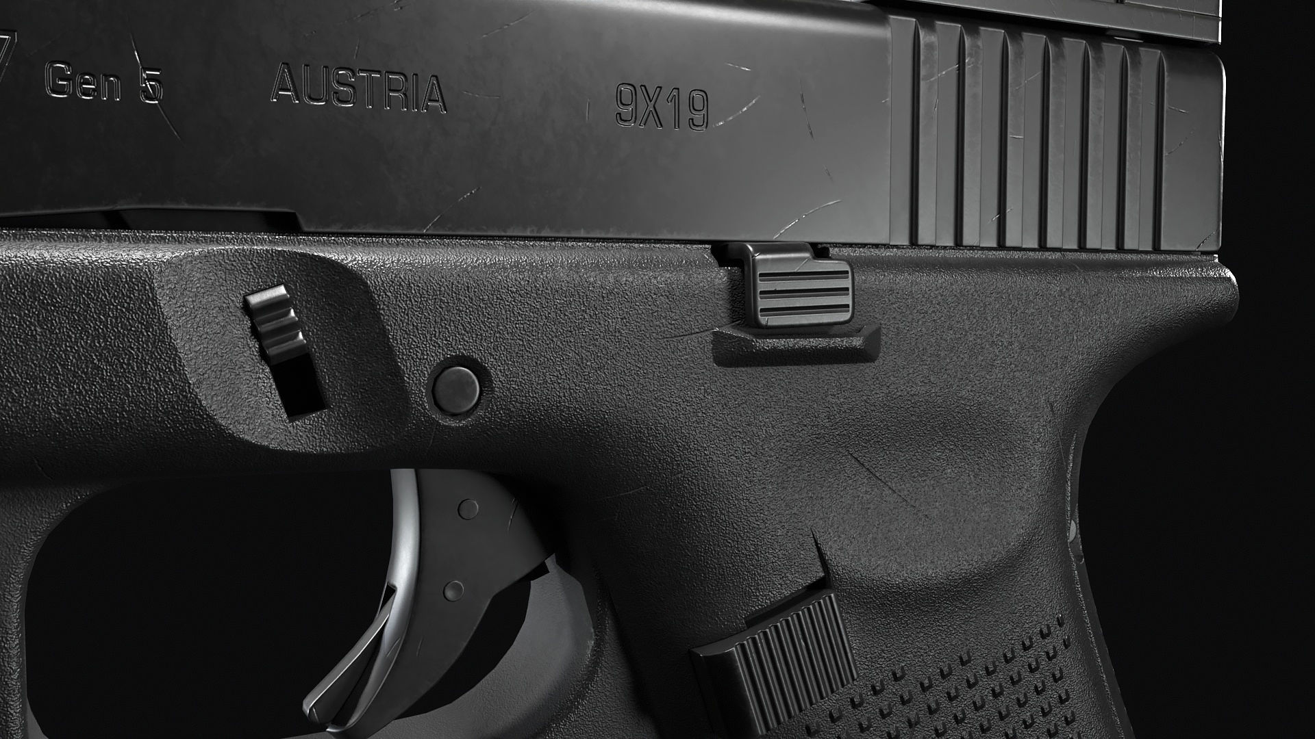 Glock 17 with attachments Low-poly 3D model_21