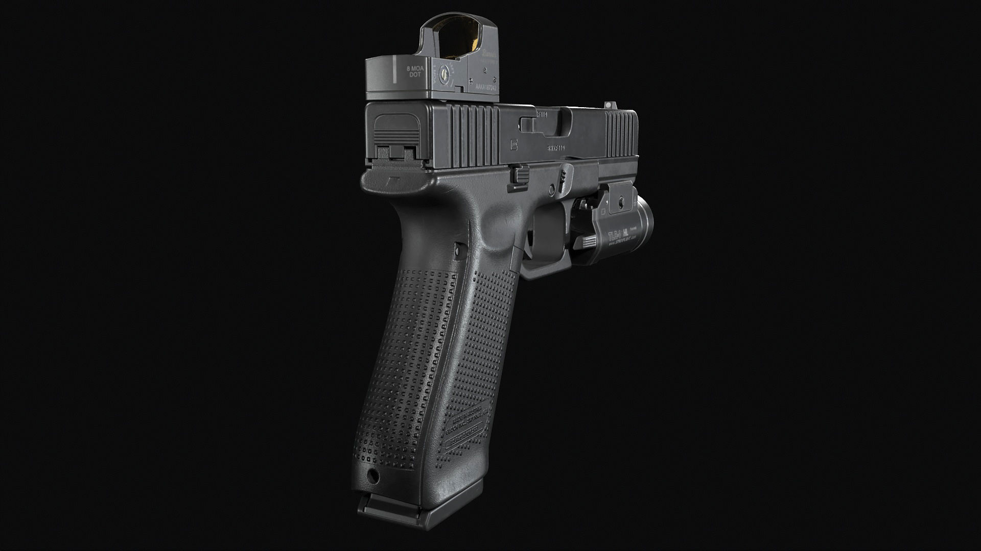 Glock 17 with attachments Low-poly 3D model_6