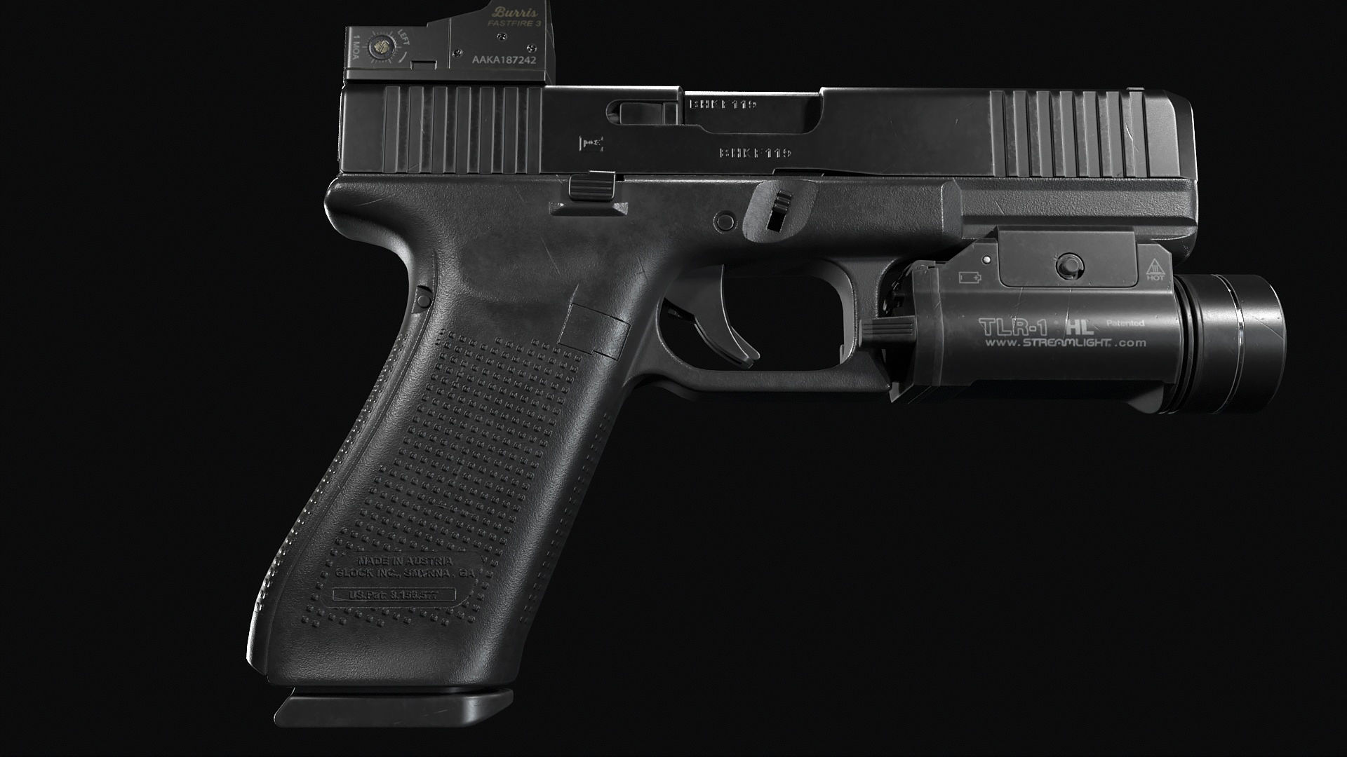 Glock 17 with attachments Low-poly 3D model_8