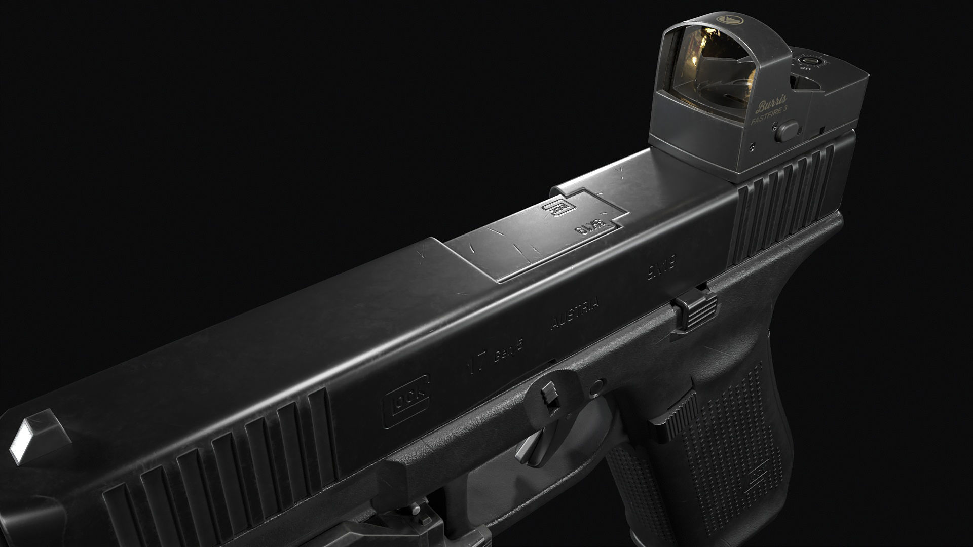 Glock 17 with attachments Low-poly 3D model_19