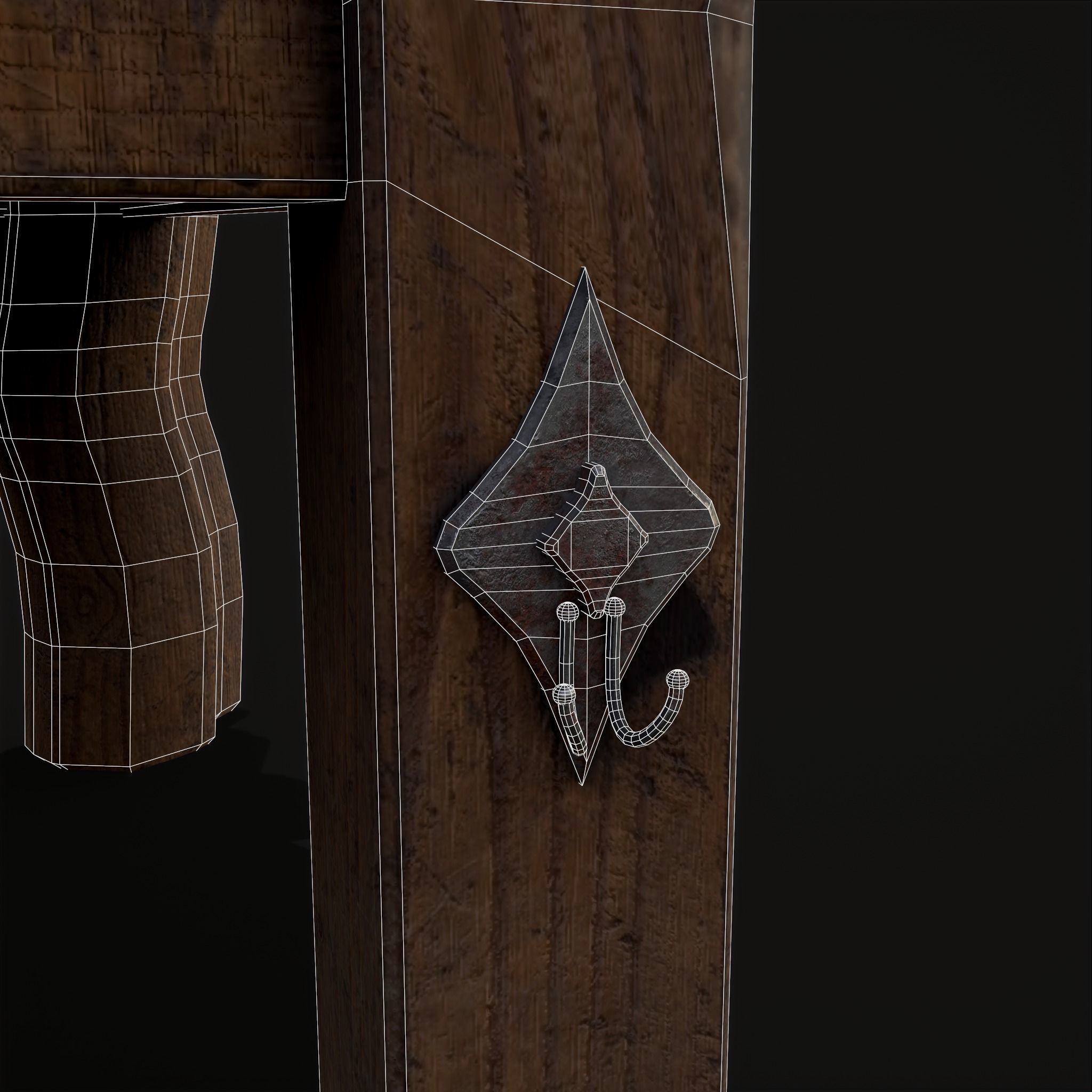 Medieval Rustic High Back Sword Chair  Low-poly 3D model_16