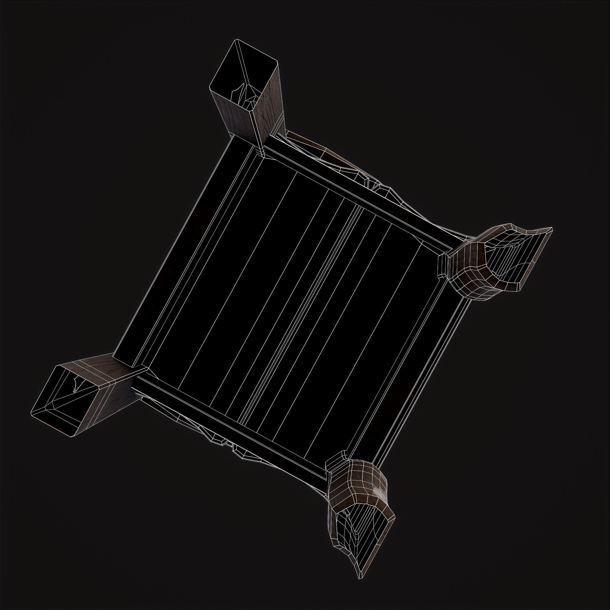 Medieval Rustic High Back Sword Chair  Low-poly 3D model_23