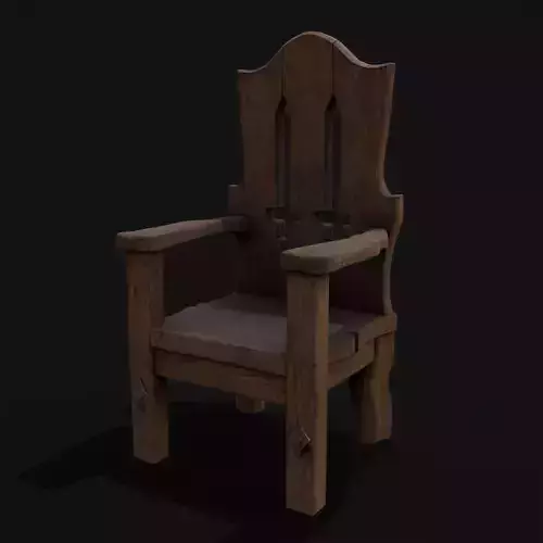 Medieval Rustic High Back Sword Chair  Low-poly 3D model