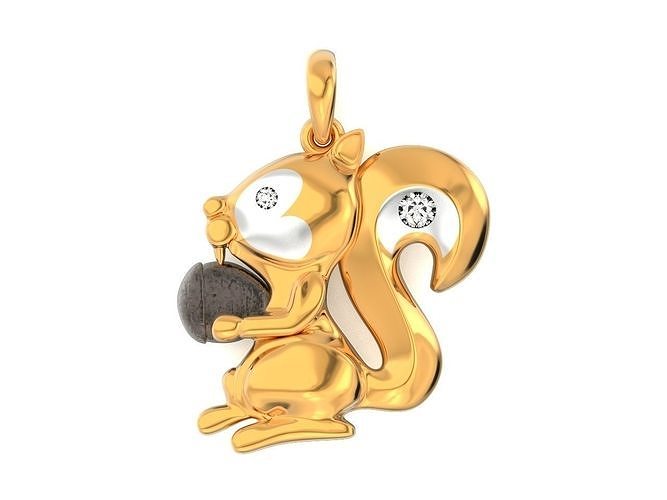 childrens pendant squirrel with a nut and a stone 355 3D print model