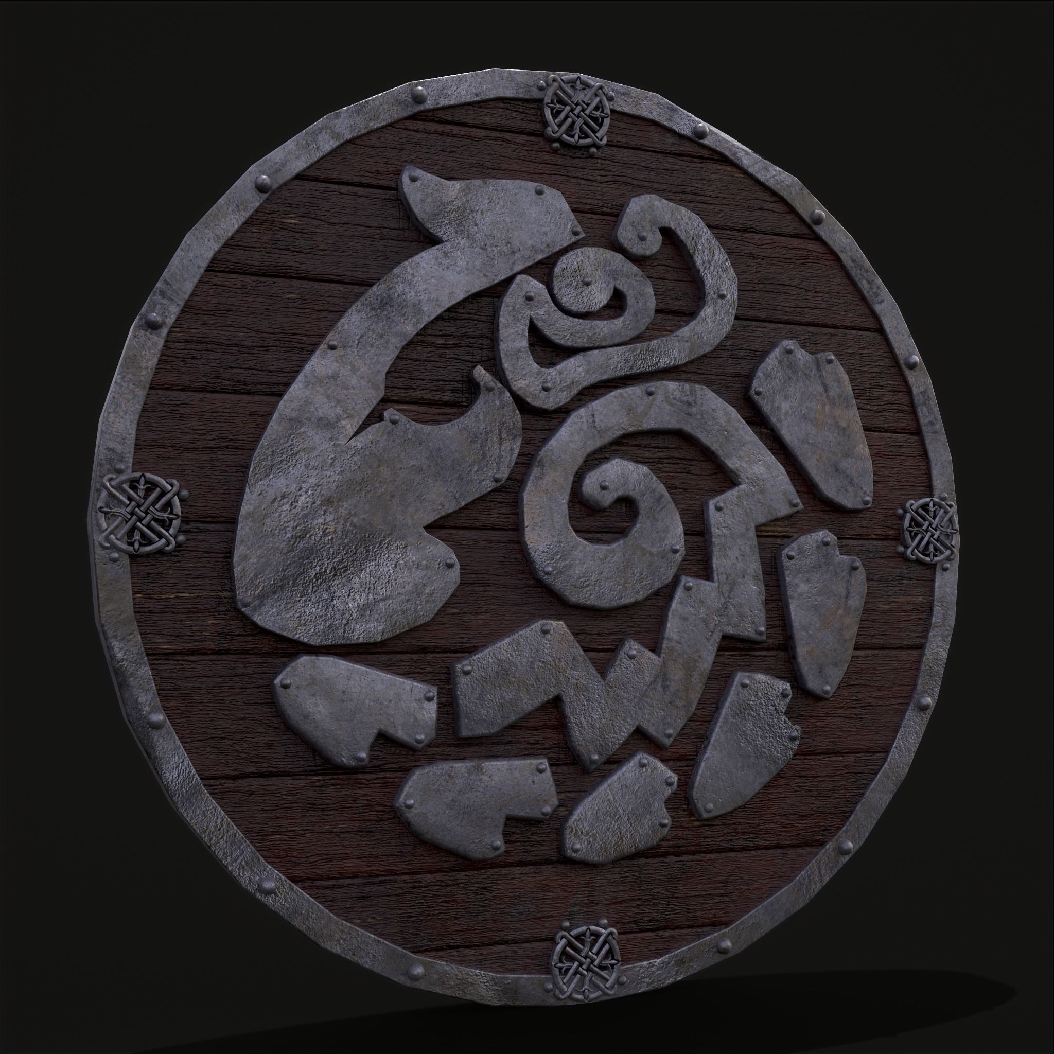 Nordic Wild Steed Shield Low-poly 3D model_5