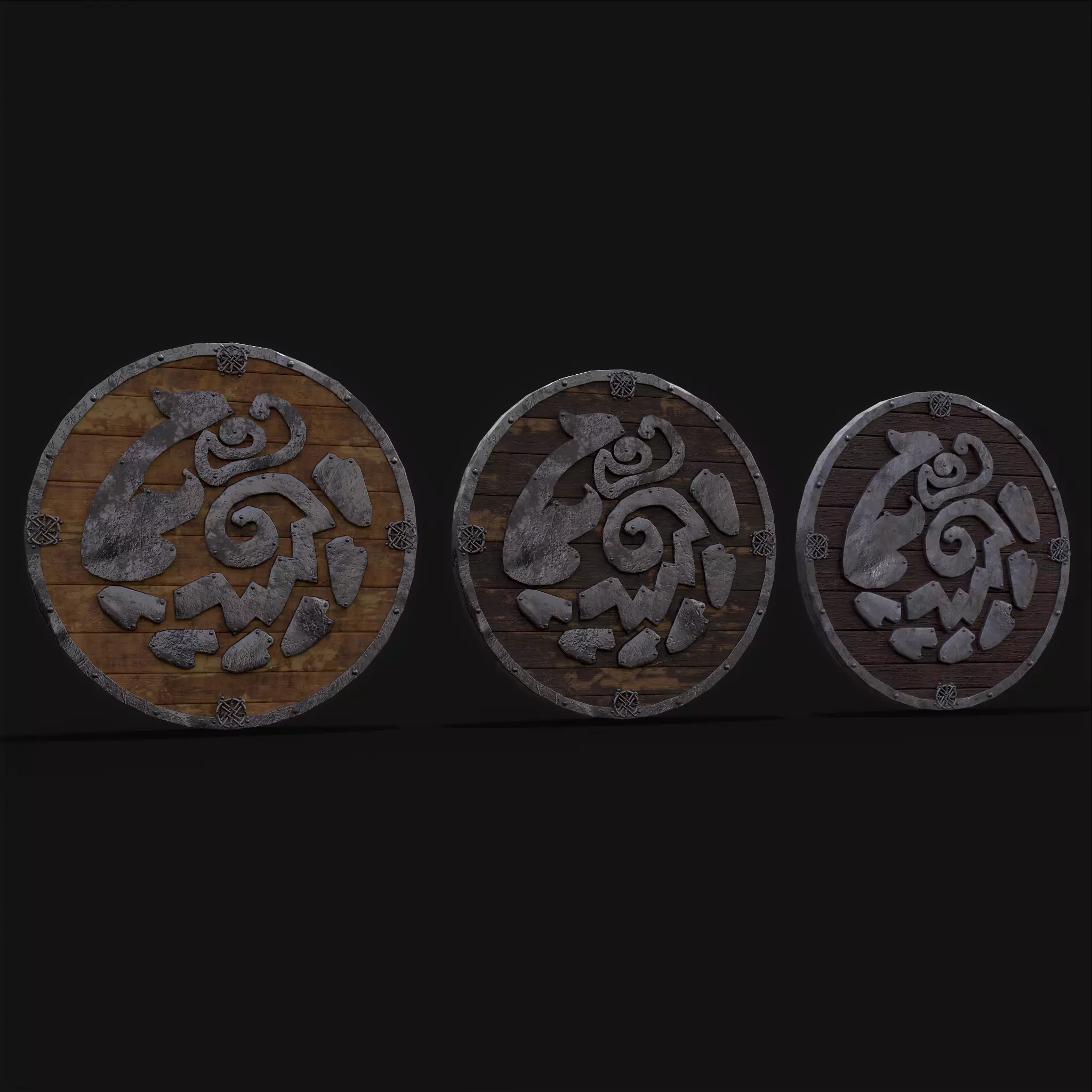 Nordic Wild Steed Shield Low-poly 3D model_0