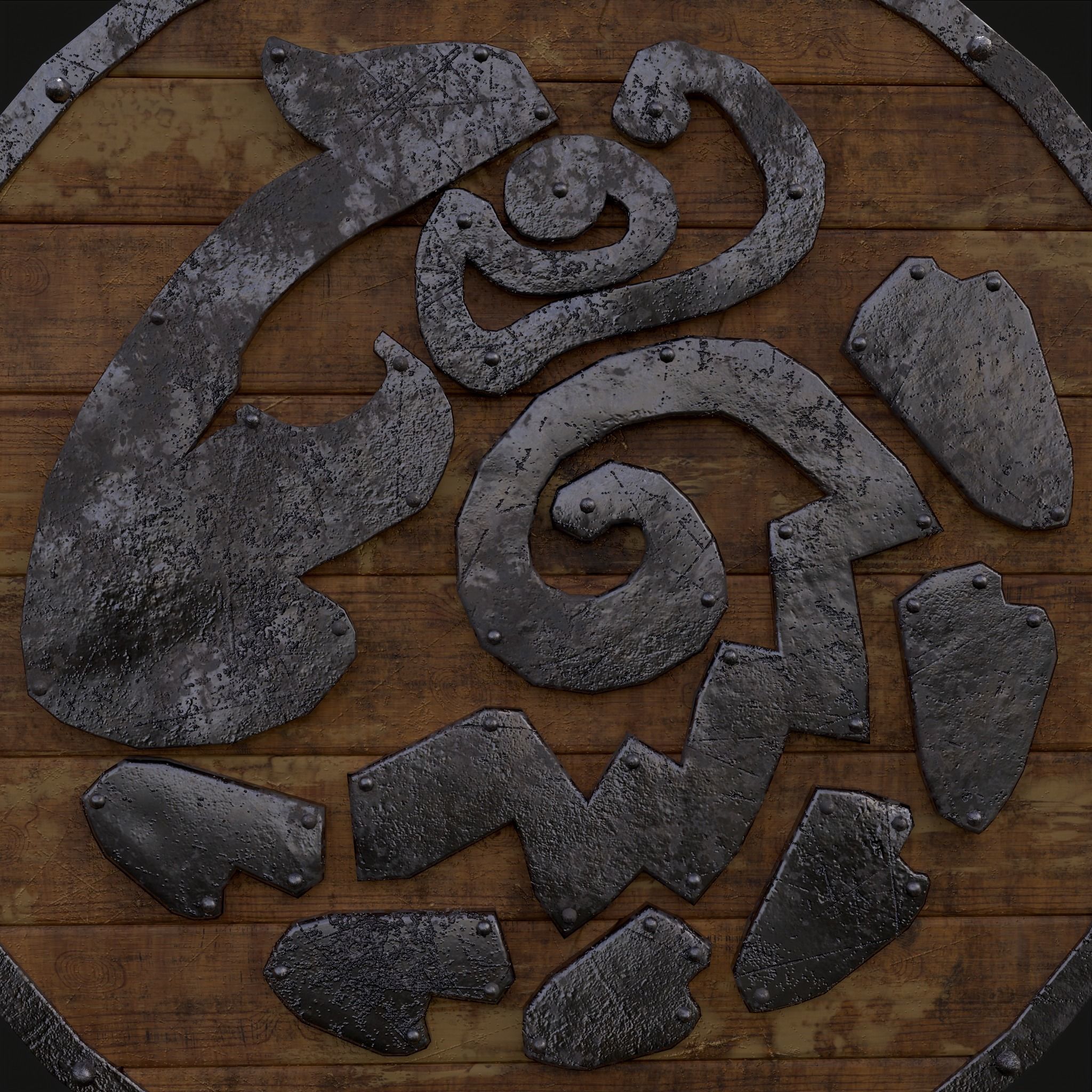 Nordic Wild Steed Shield Low-poly 3D model_13