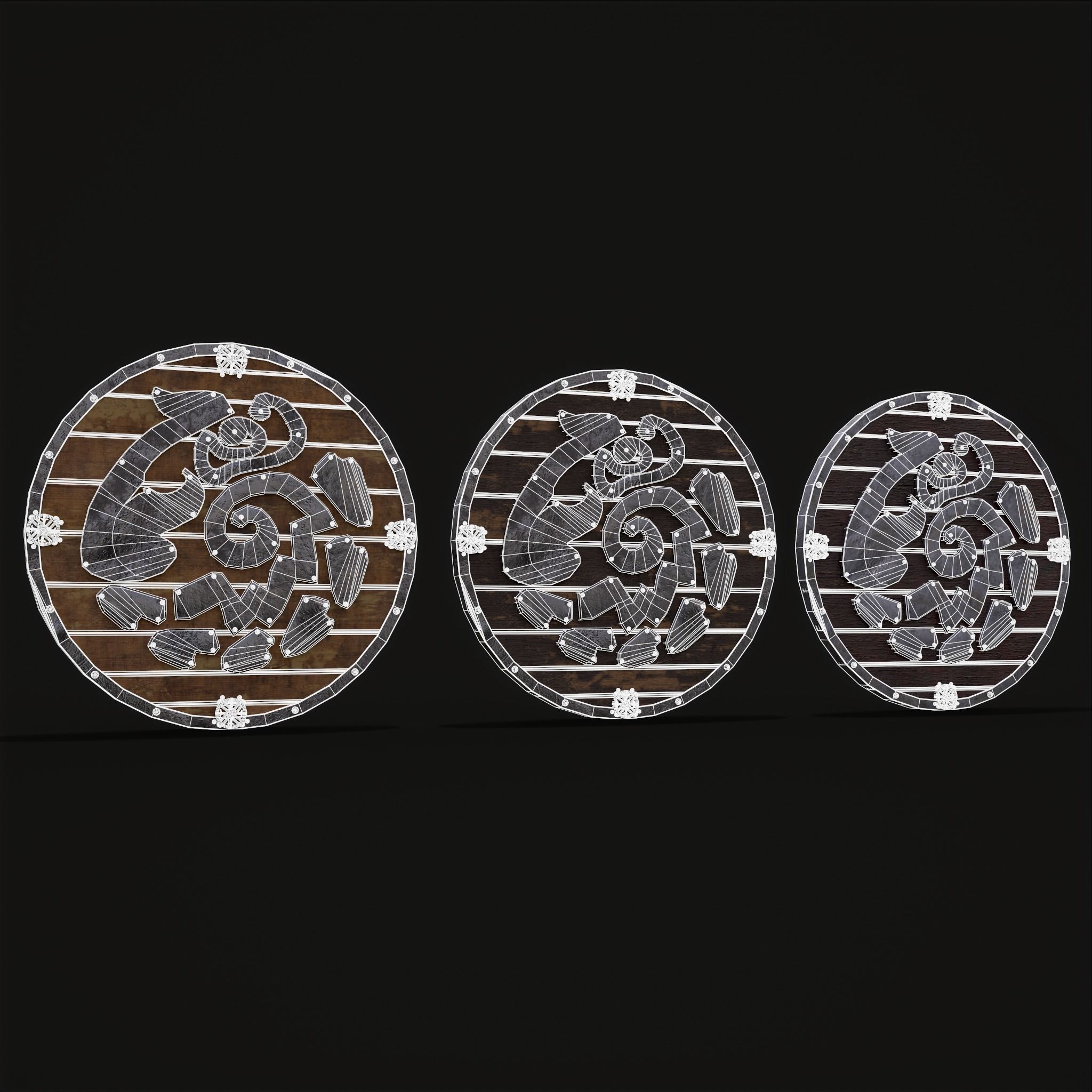 Nordic Wild Steed Shield Low-poly 3D model_2