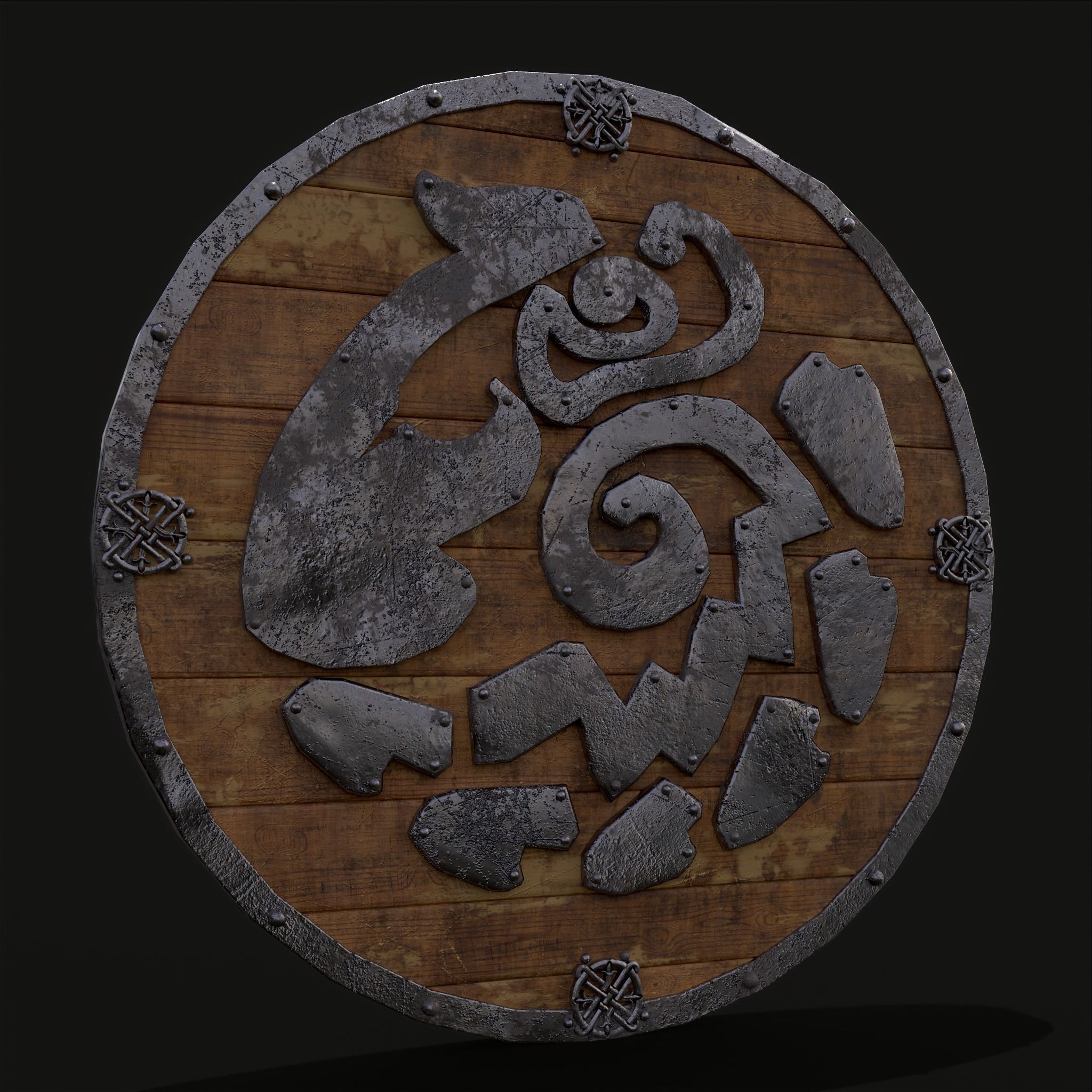 Nordic Wild Steed Shield Low-poly 3D model_6