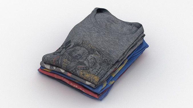 Folded T-Shirt Pile Low-poly 3D model