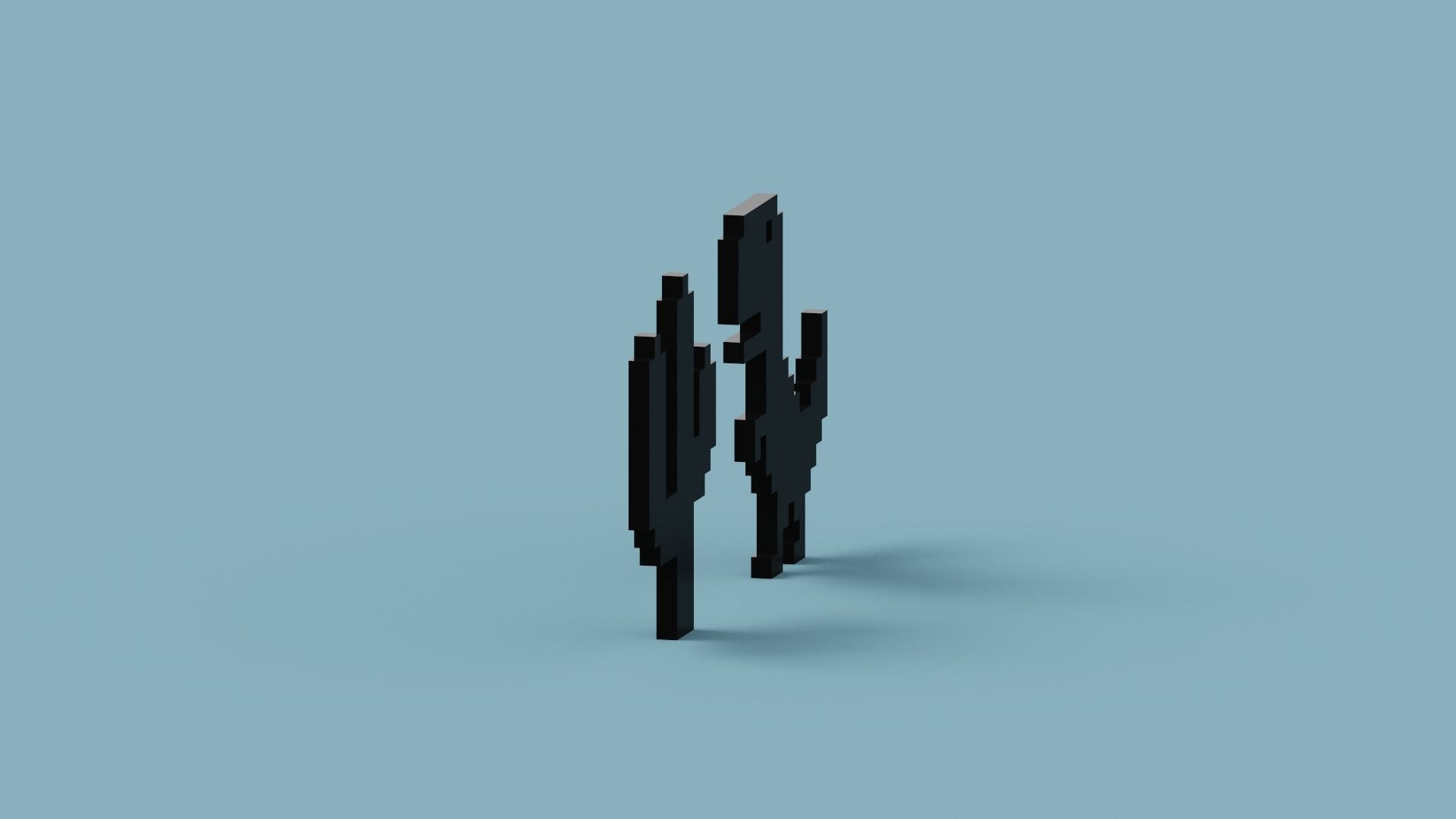 Pixel Dinosaur Low-poly 3D model_4