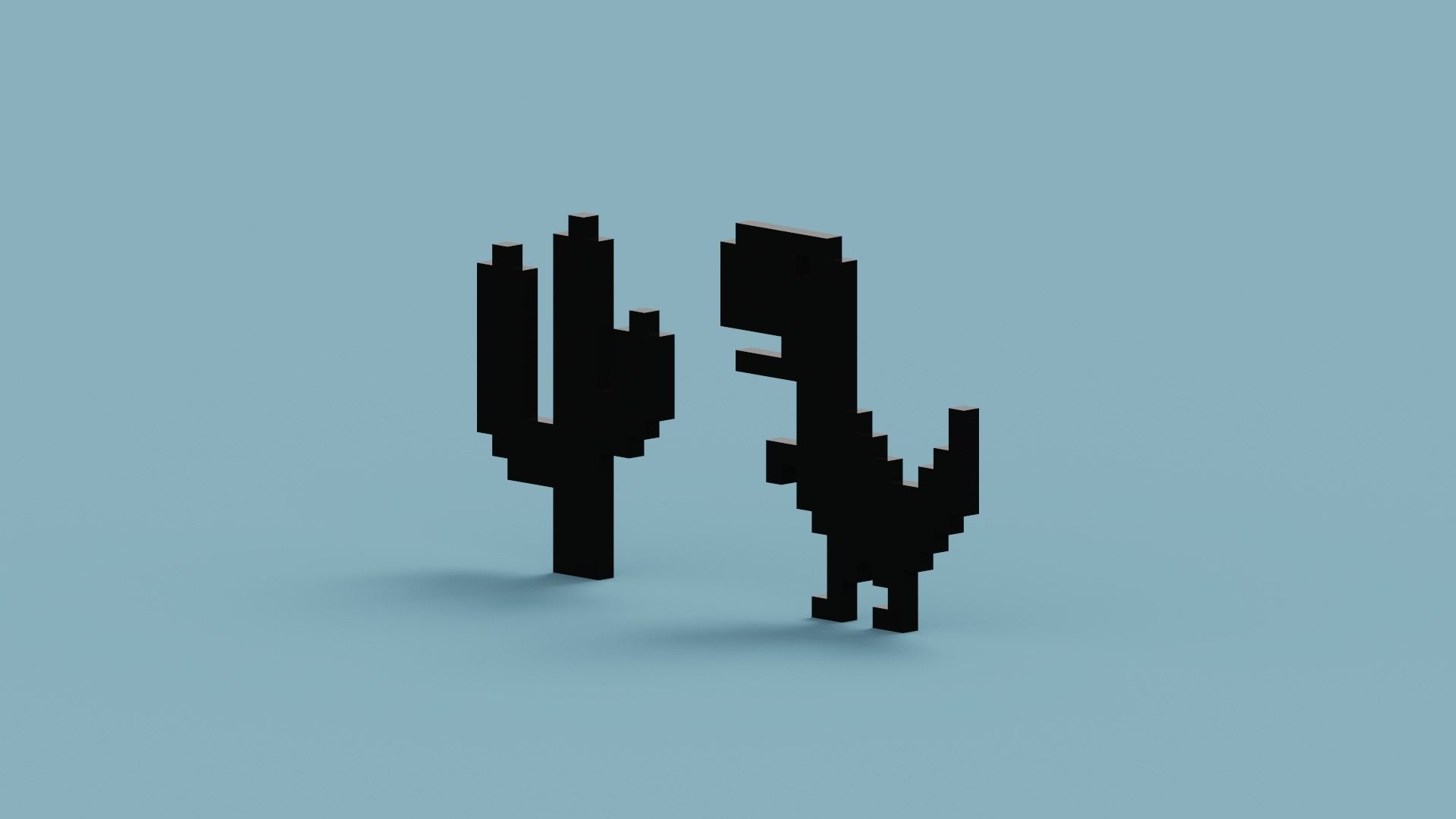 Pixel Dinosaur Low-poly 3D model_8