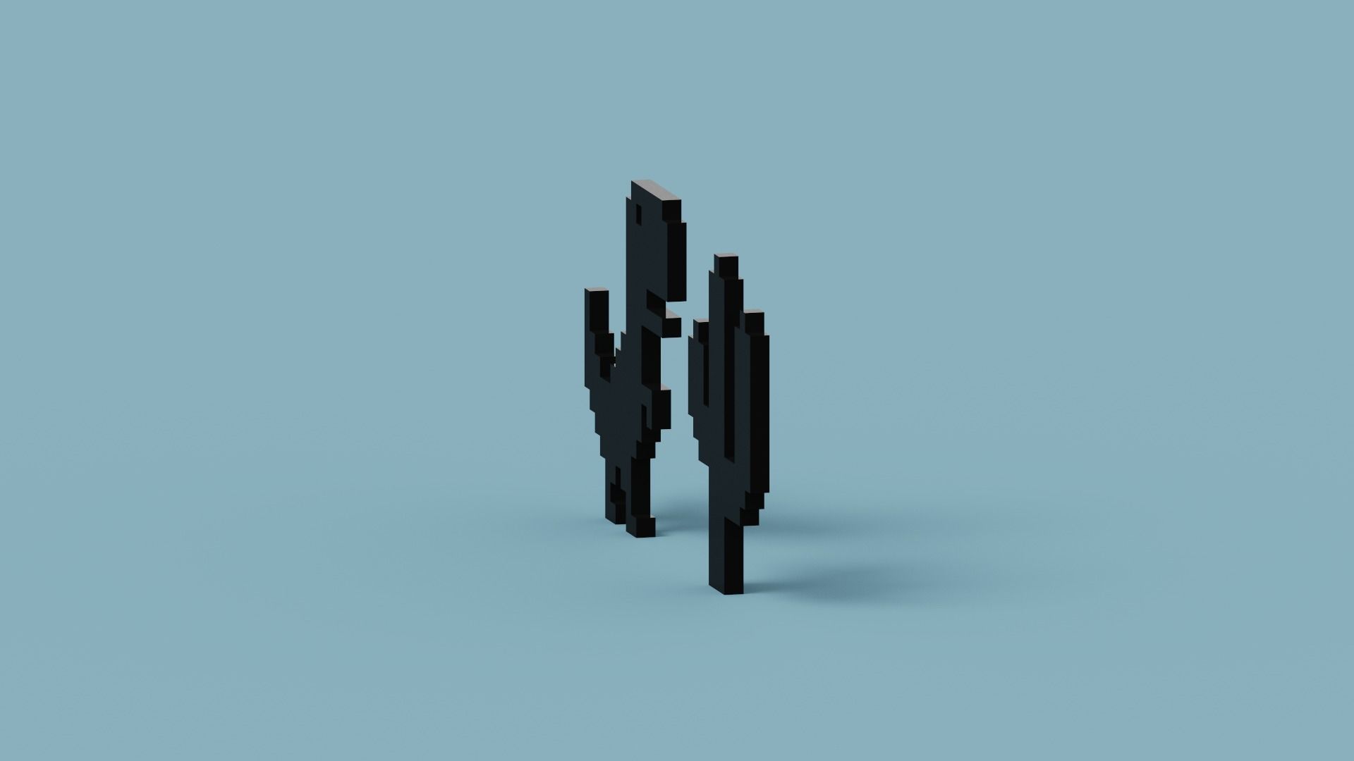 Pixel Dinosaur Low-poly 3D model_3