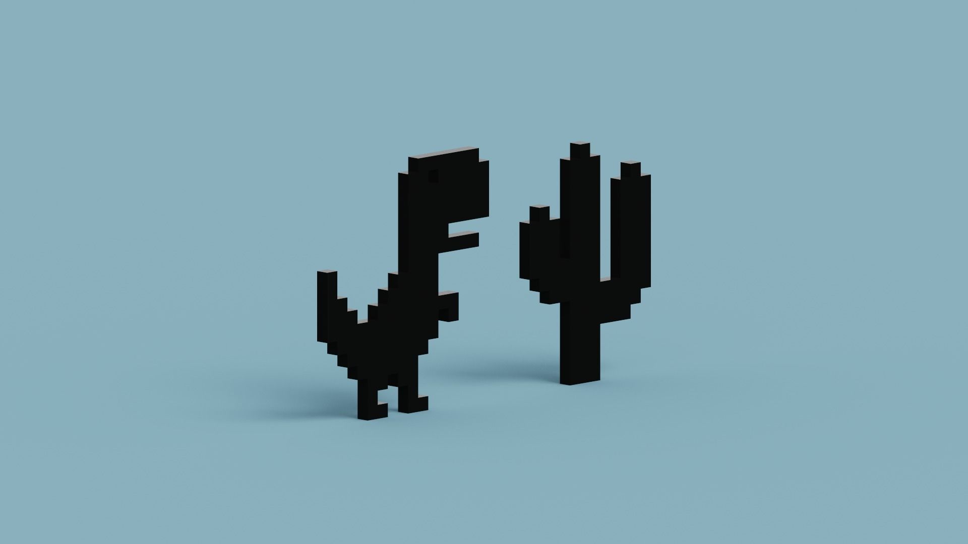 Pixel Dinosaur Low-poly 3D model_11