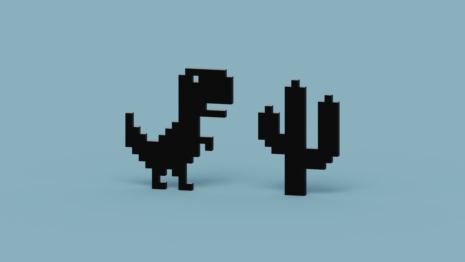 Pixel Dinosaur Low-poly 3D model_1