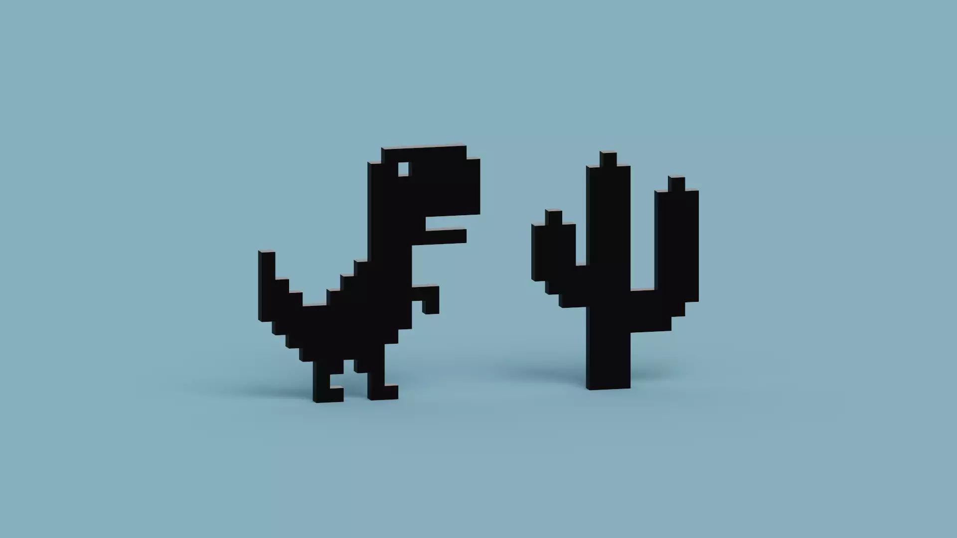 Pixel Dinosaur Low-poly 3D model_0