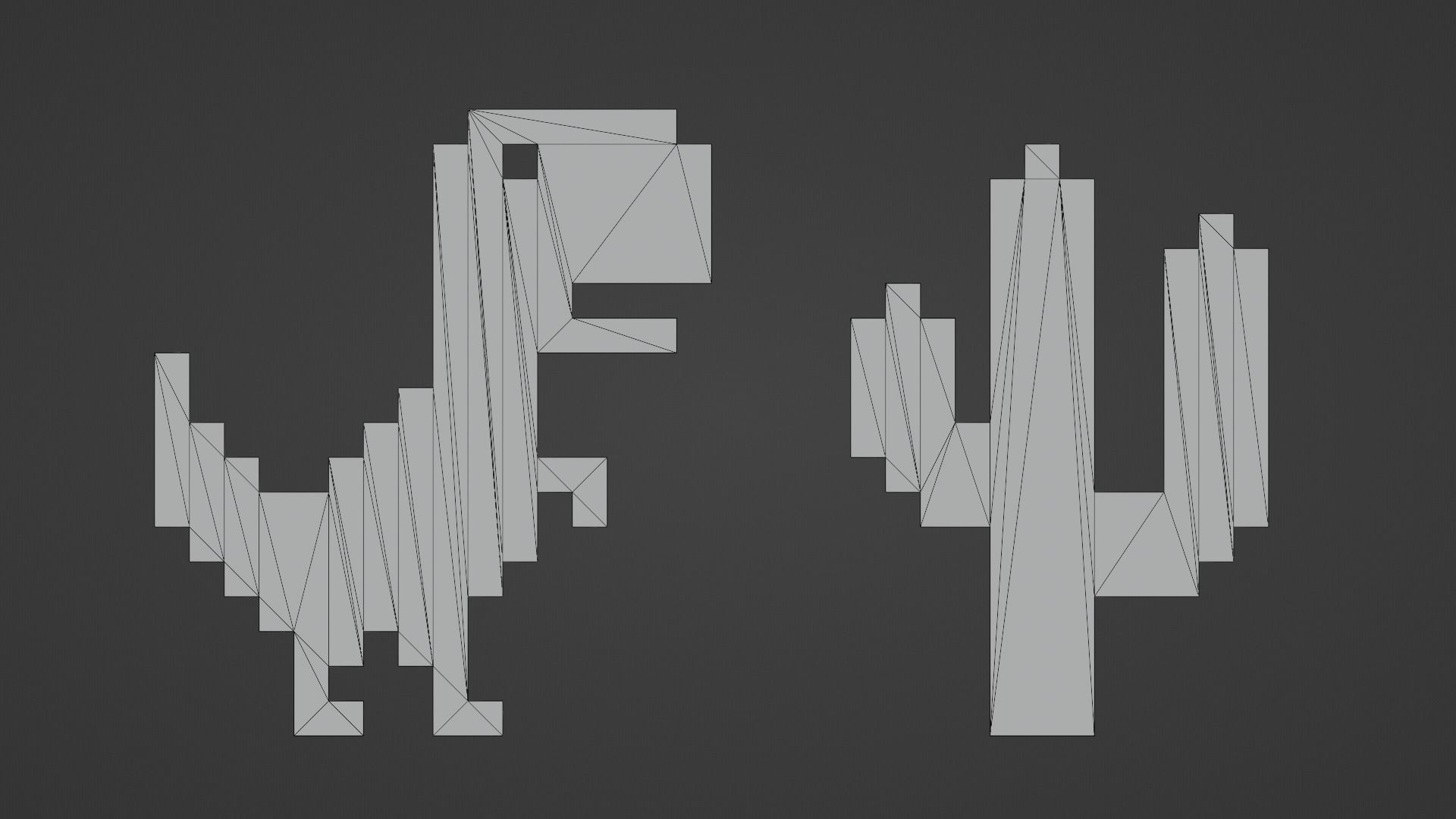 Pixel Dinosaur Low-poly 3D model_13