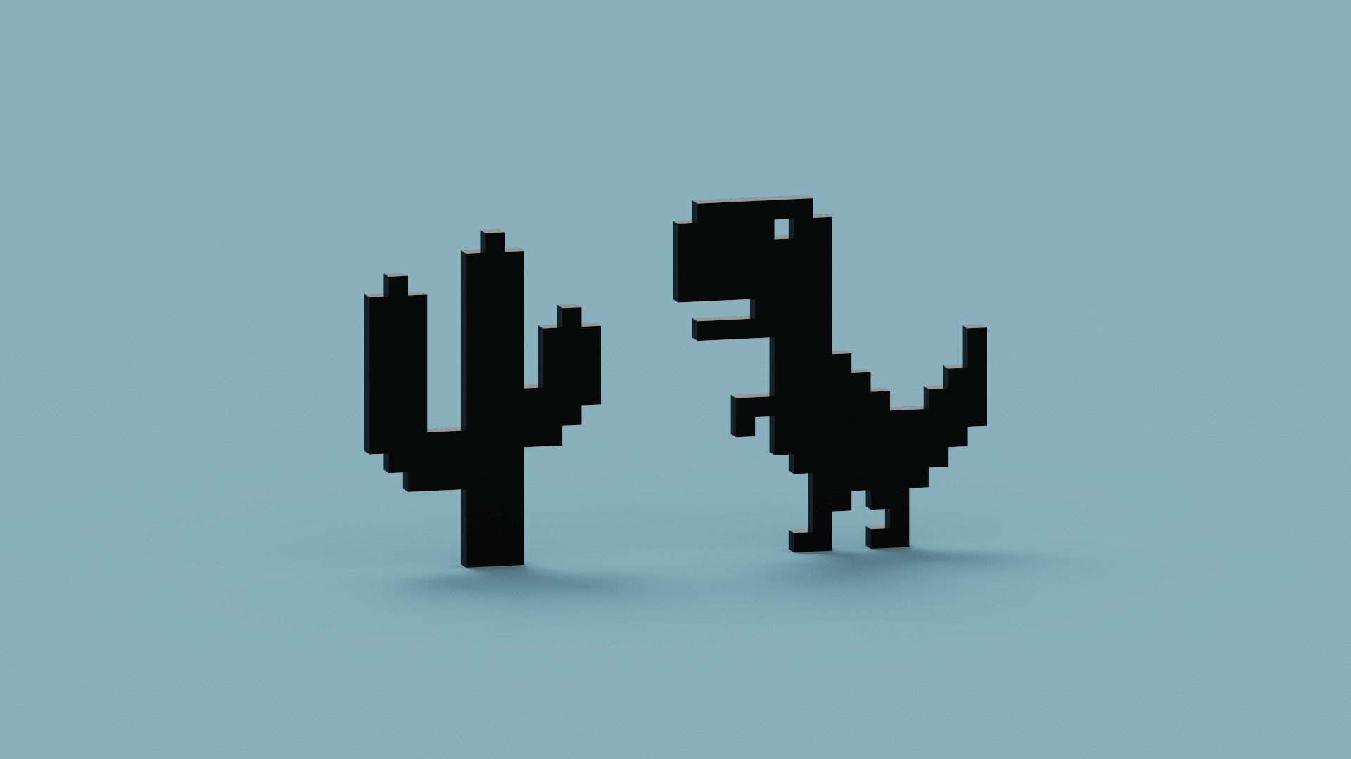 Pixel Dinosaur Low-poly 3D model_6