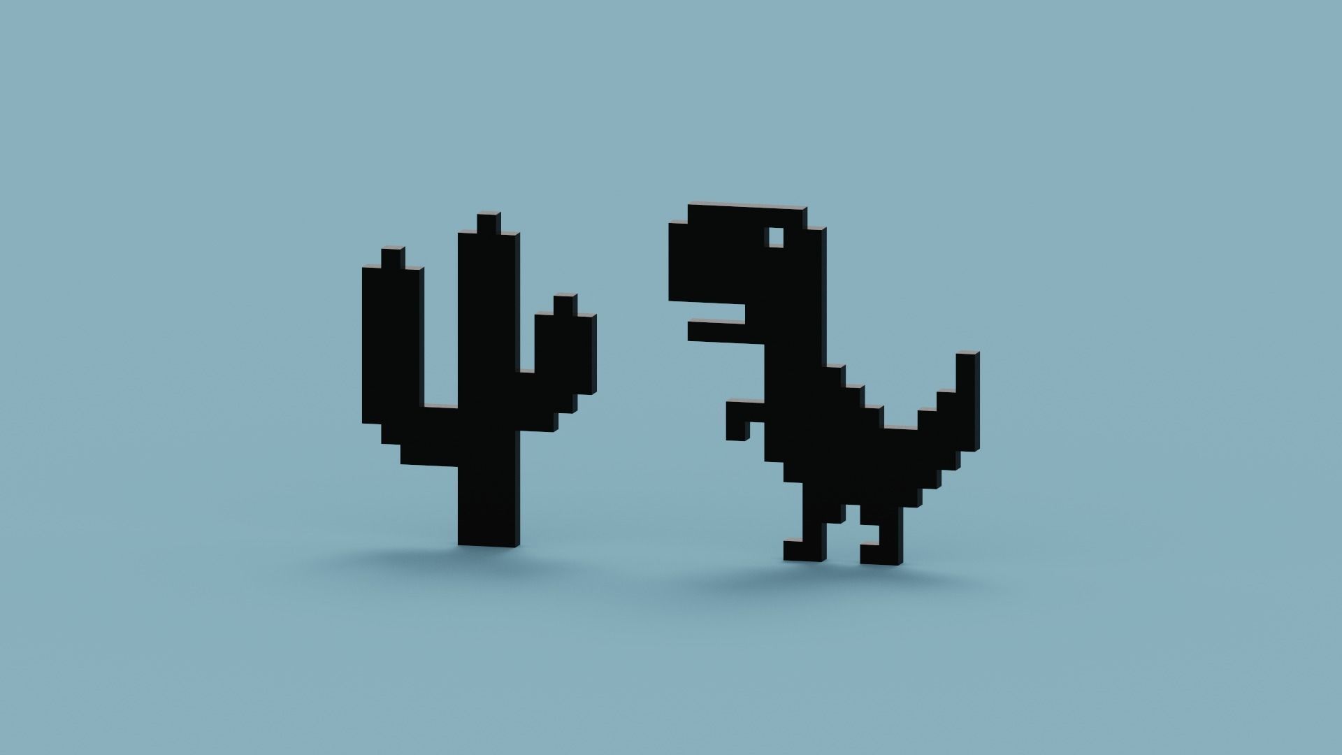 Pixel Dinosaur Low-poly 3D model_7