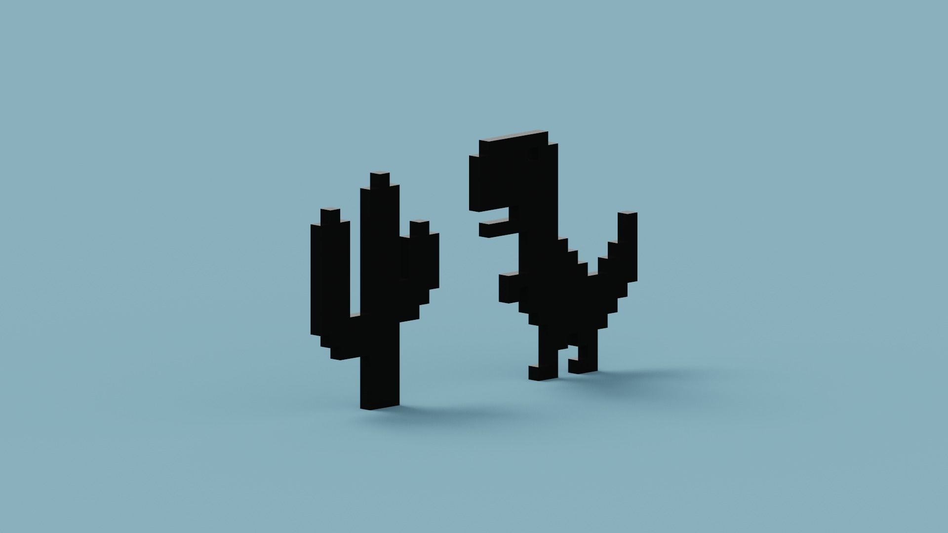 Pixel Dinosaur Low-poly 3D model_5