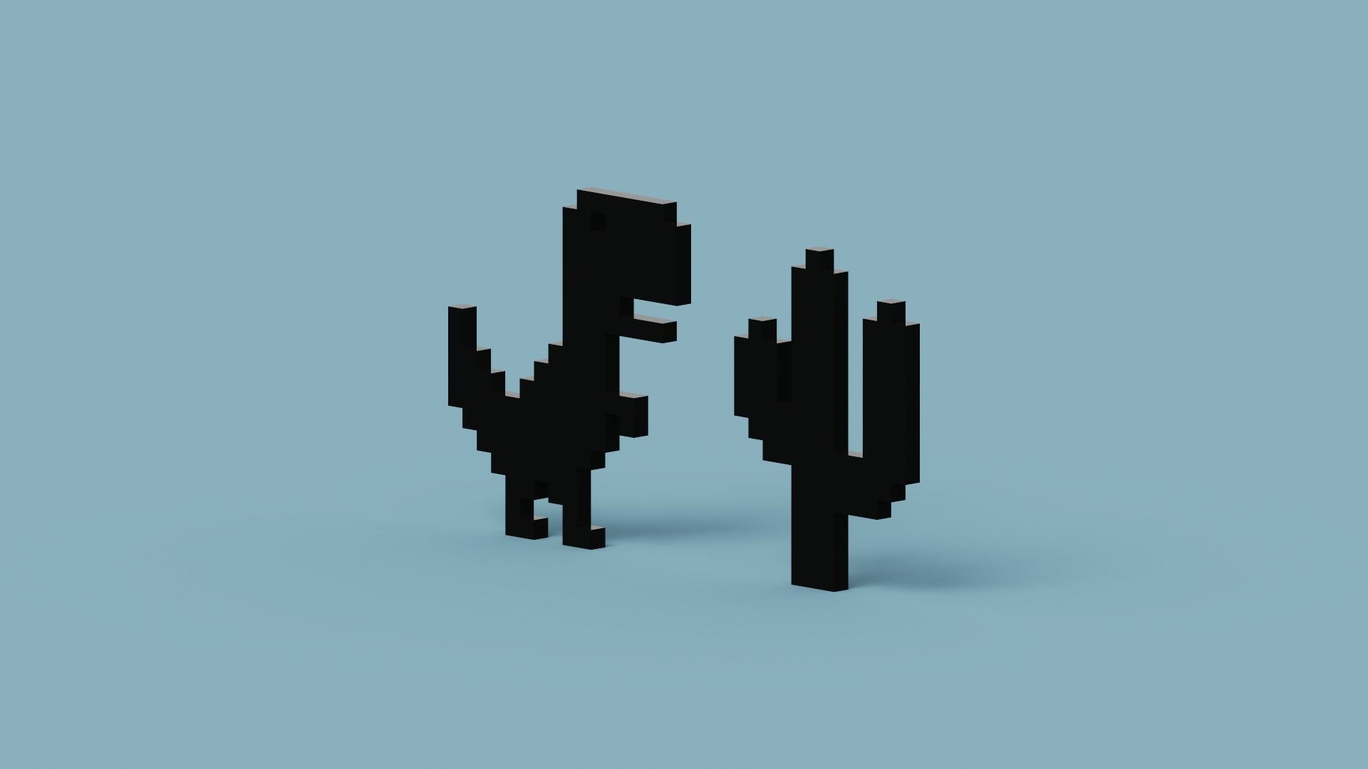 Pixel Dinosaur Low-poly 3D model_2