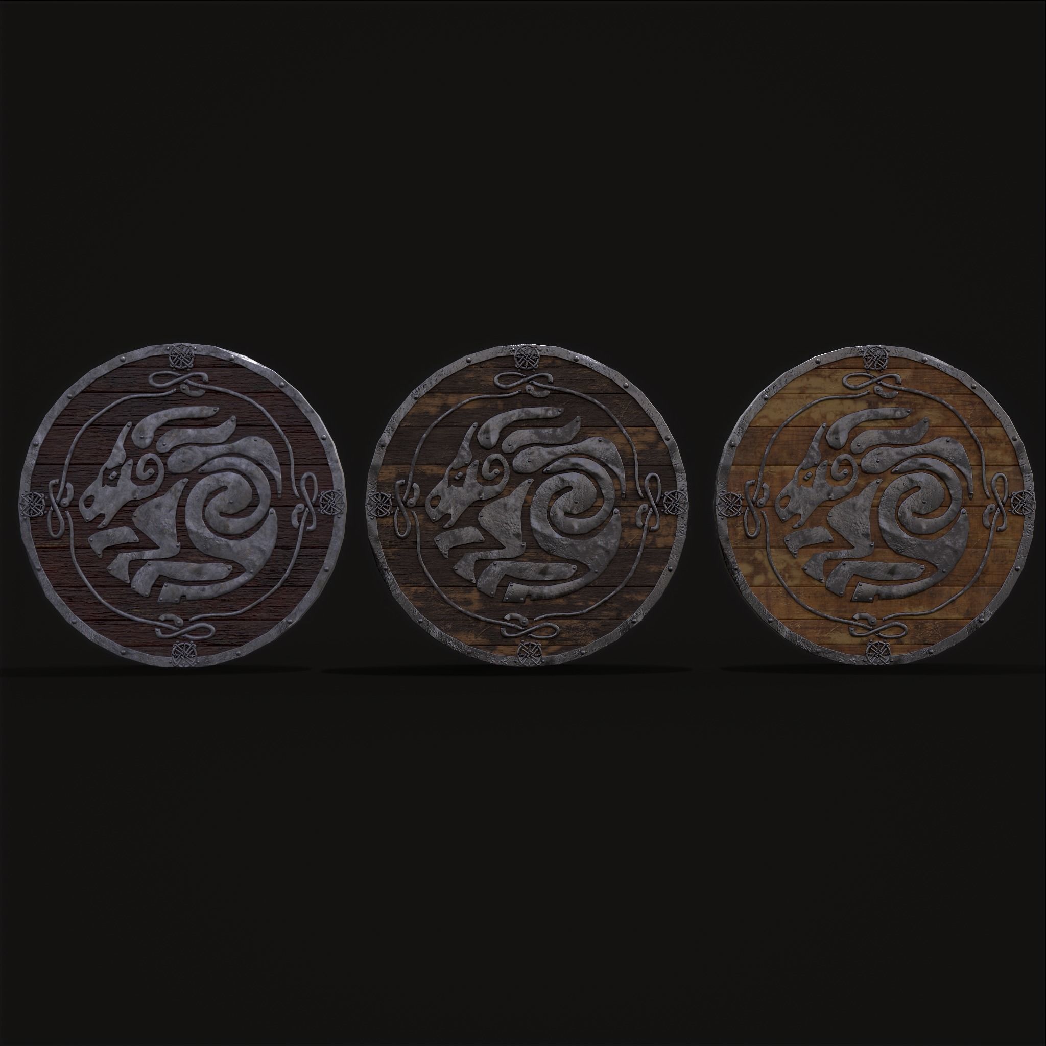 Nordic Night-Mare Shield  Low-poly 3D model_5