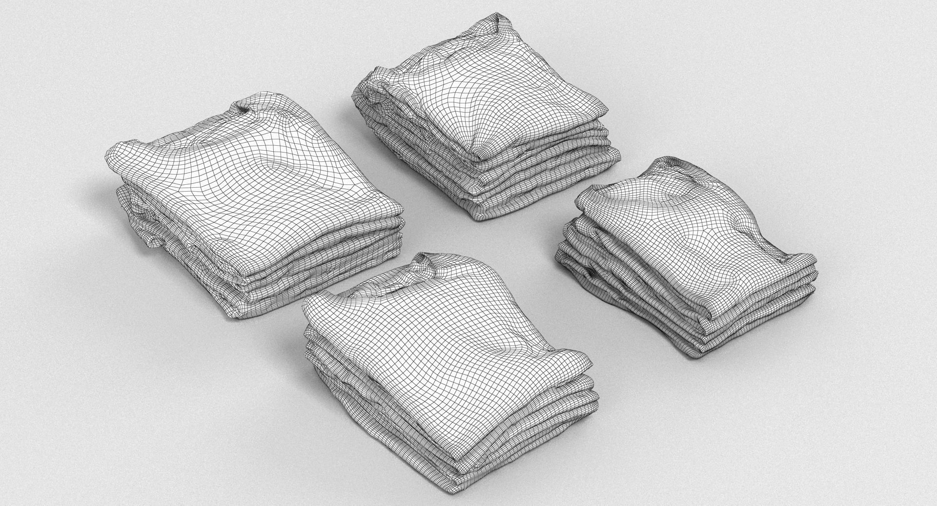T-Shirt Collection stack of t-shirts 3D model_4