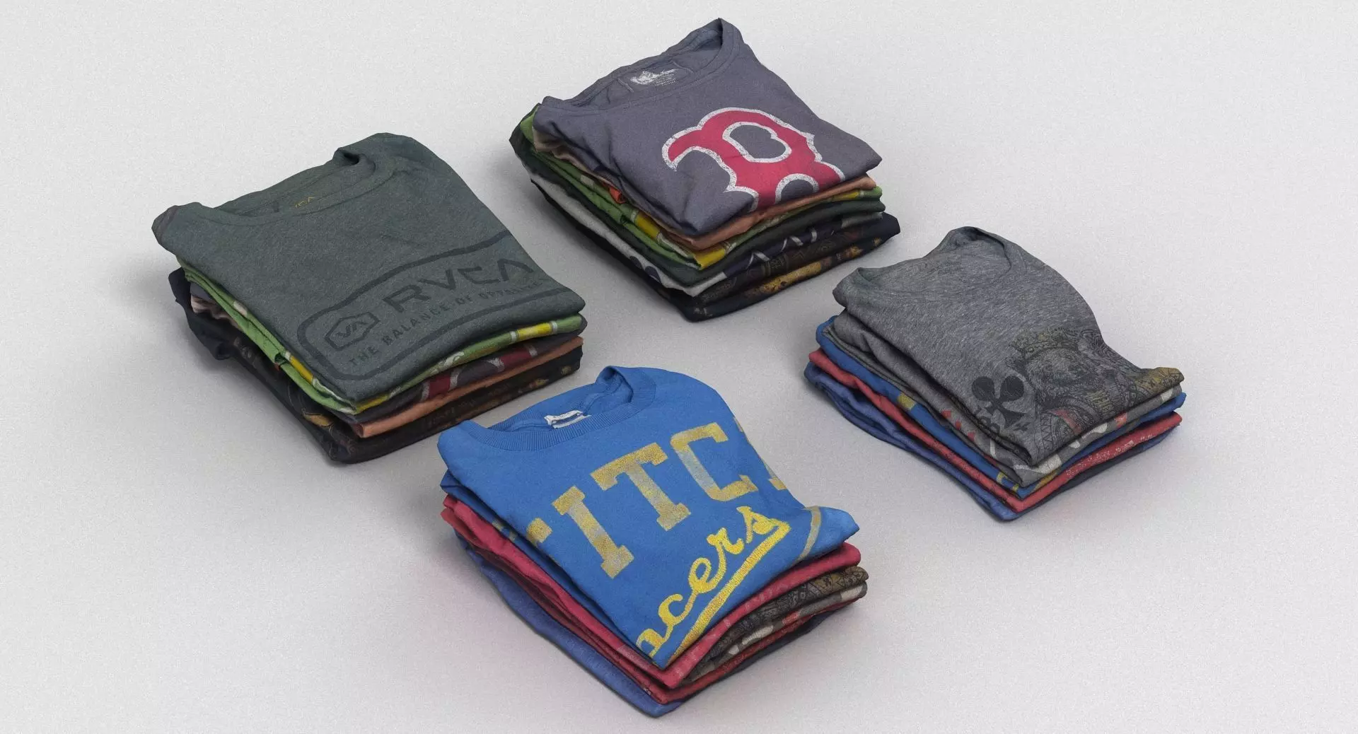 T-Shirt Collection stack of t-shirts 3D model_0