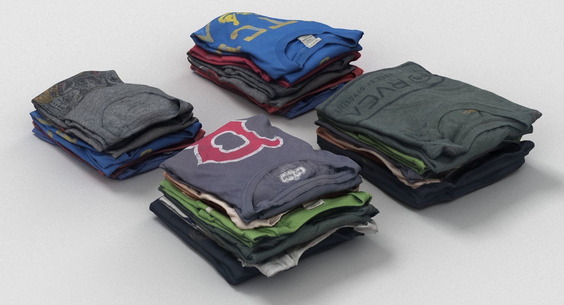 T-Shirt Collection stack of t-shirts 3D model_2