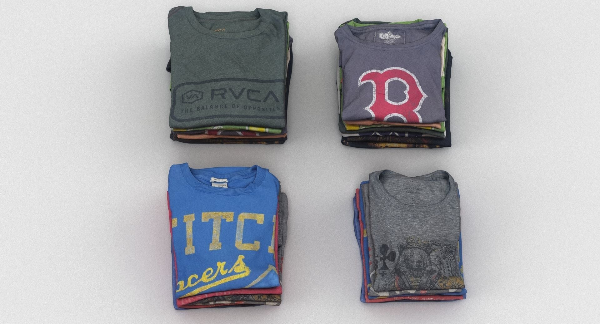 T-Shirt Collection stack of t-shirts 3D model_3