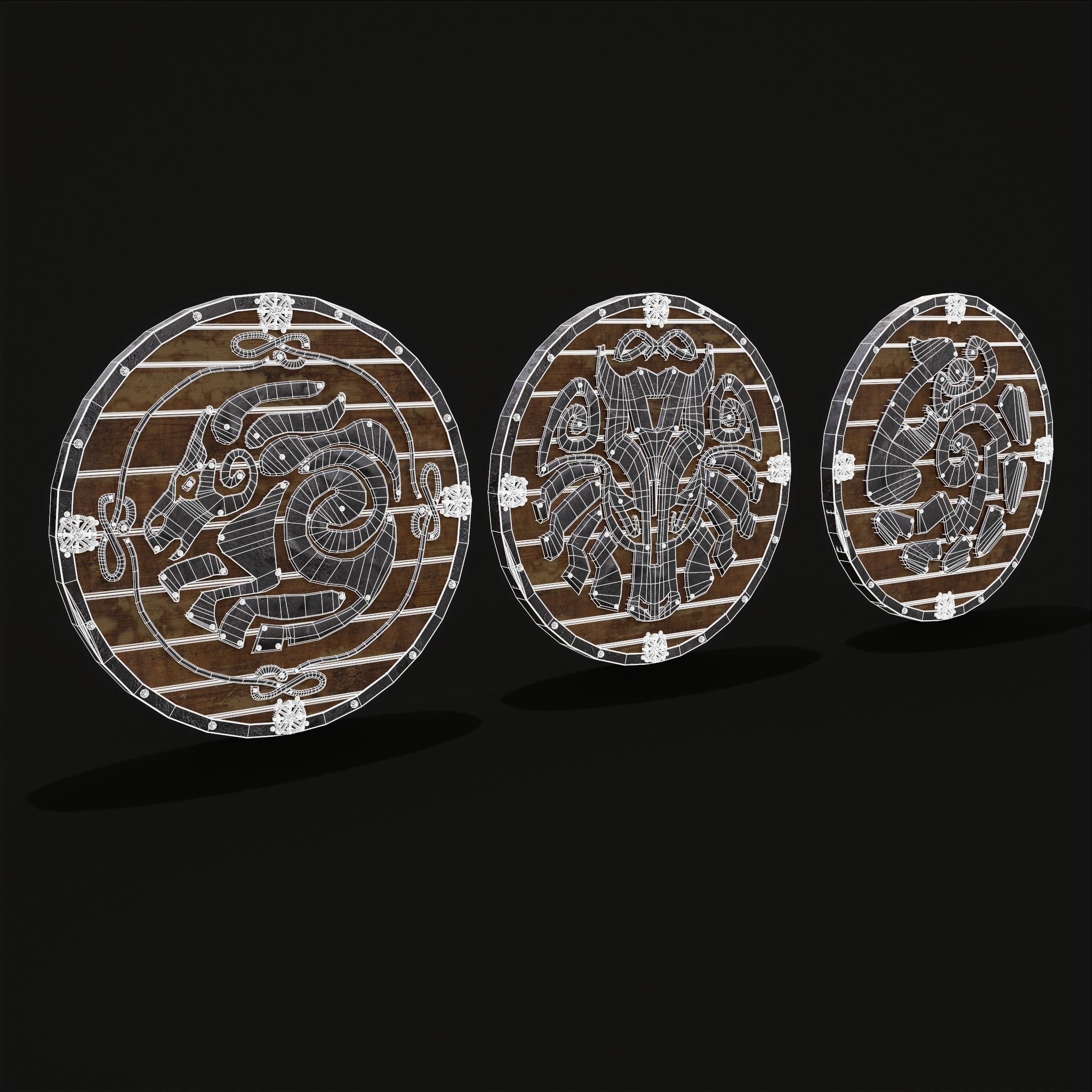 Nordic Horse Shields Pack 3D Model Collection_8
