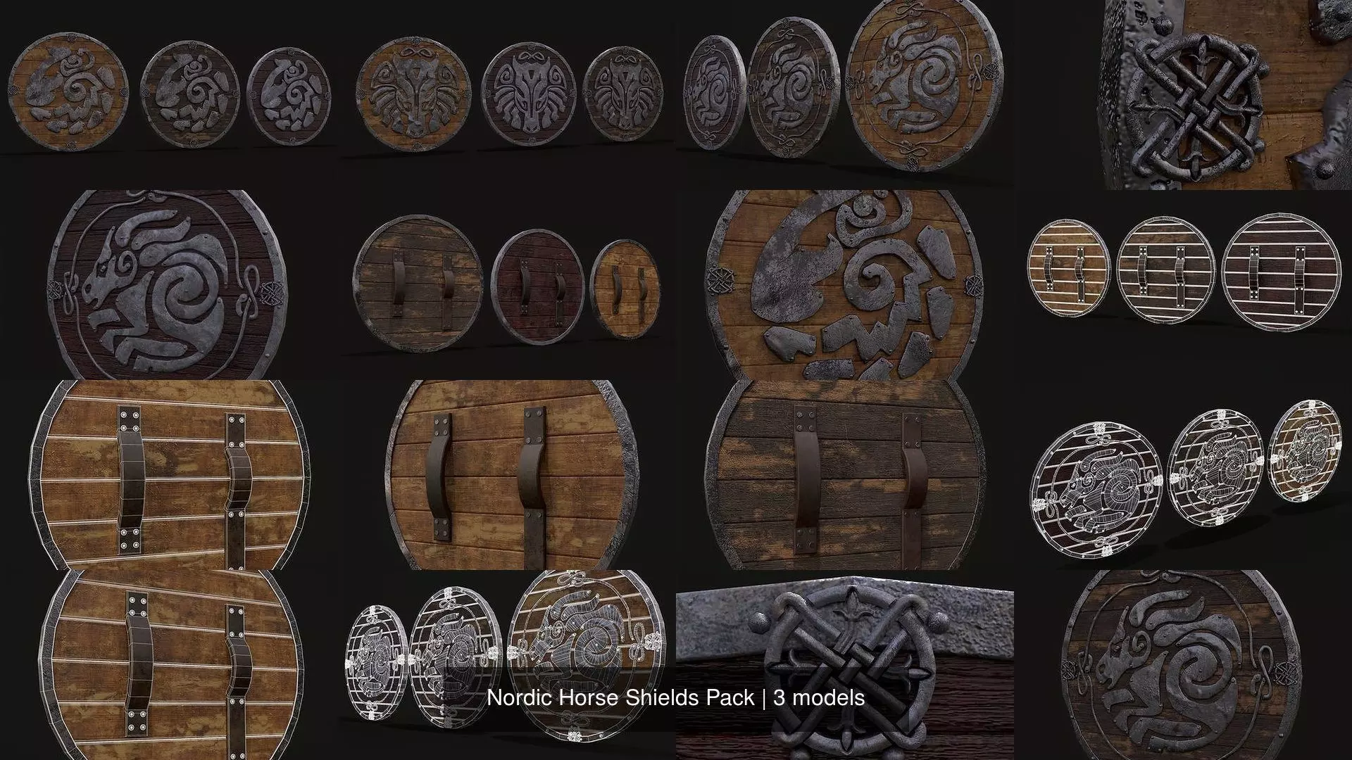 Nordic Horse Shields Pack 3D Model Collection_1