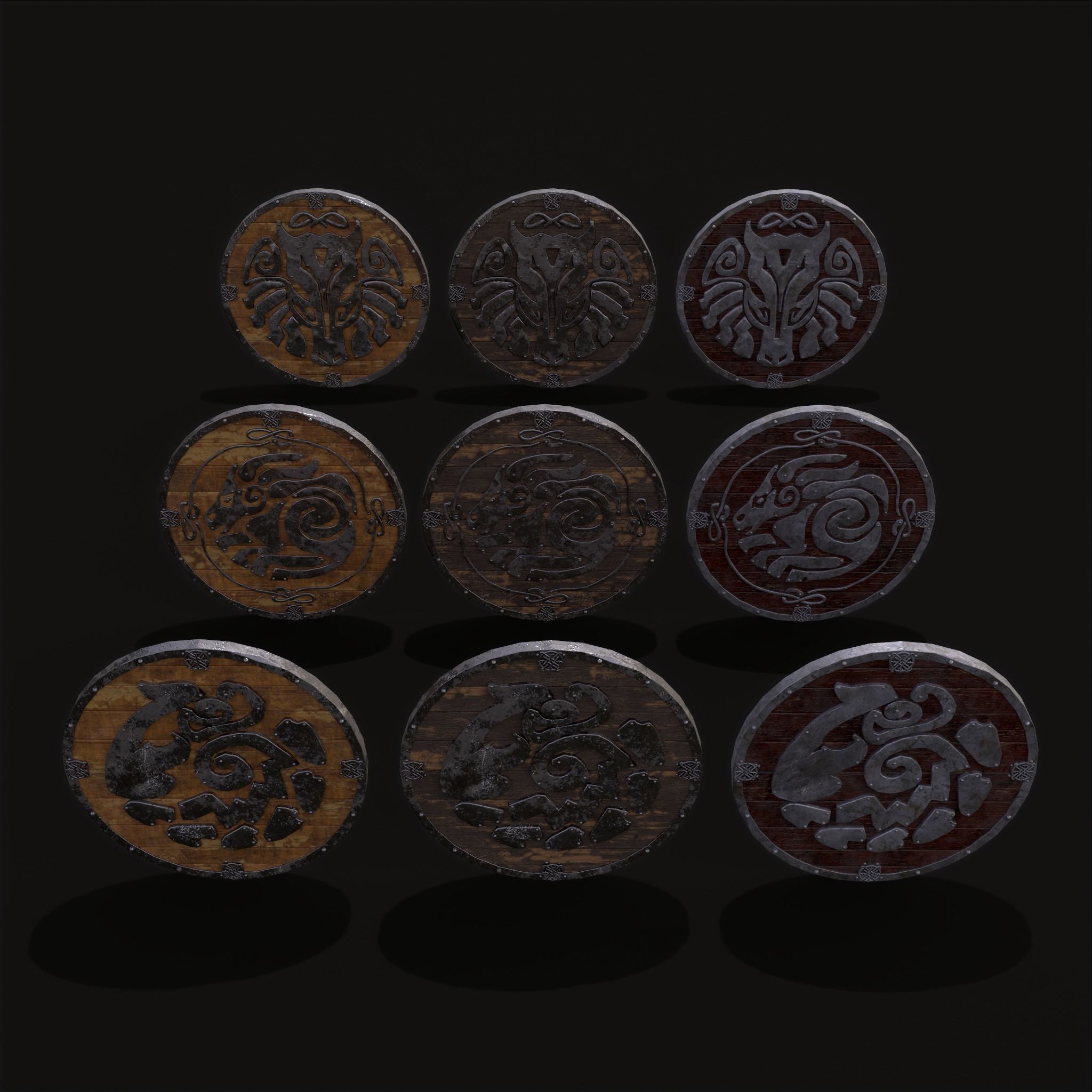 Nordic Horse Shields Pack 3D Model Collection_46