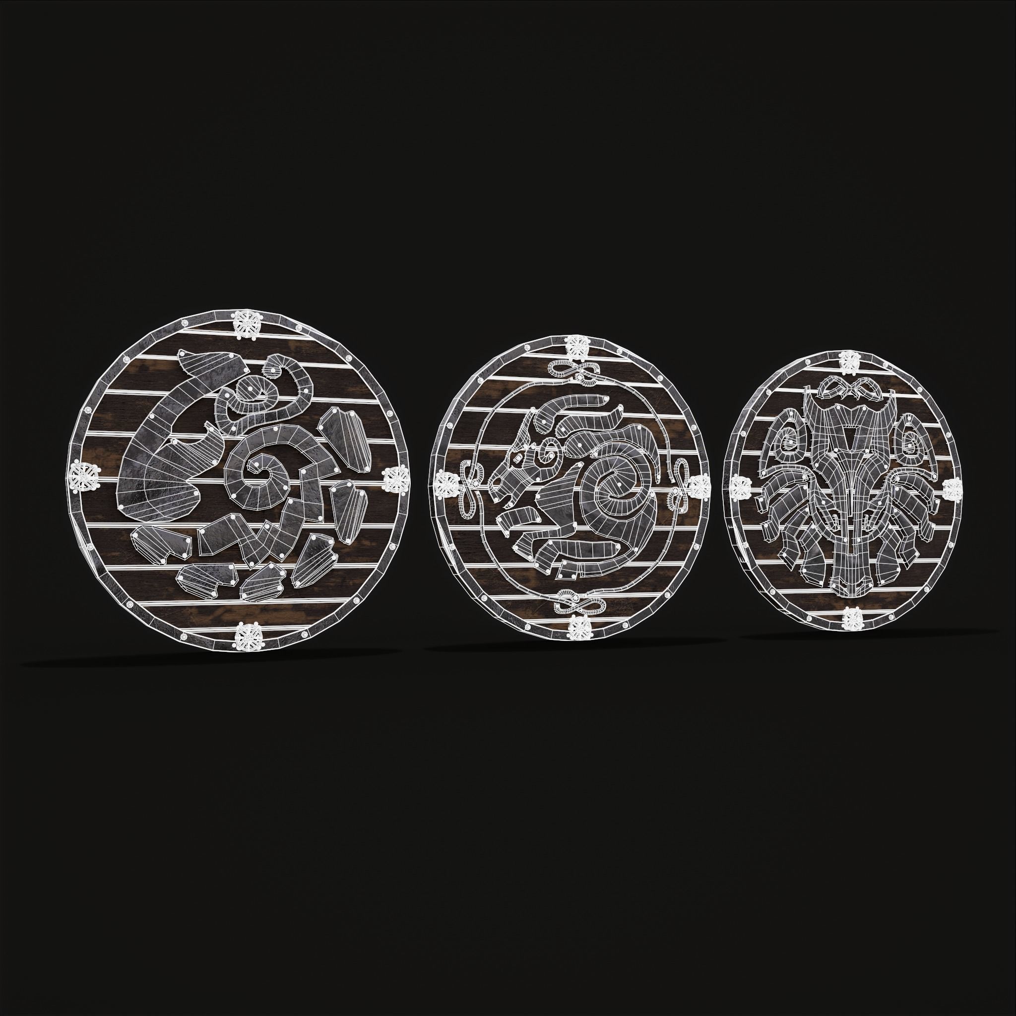 Nordic Horse Shields Pack 3D Model Collection_9
