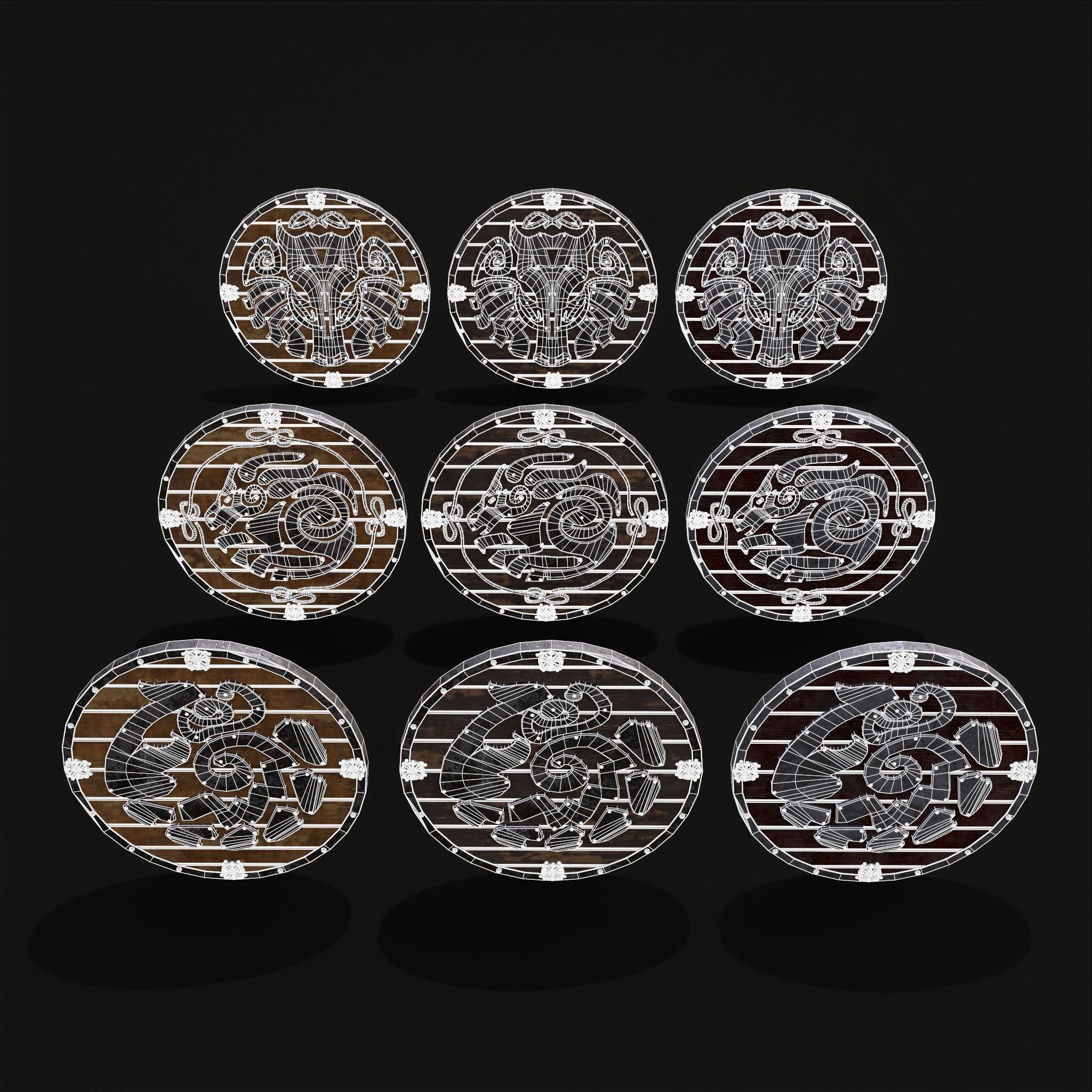 Nordic Horse Shields Pack 3D Model Collection_2