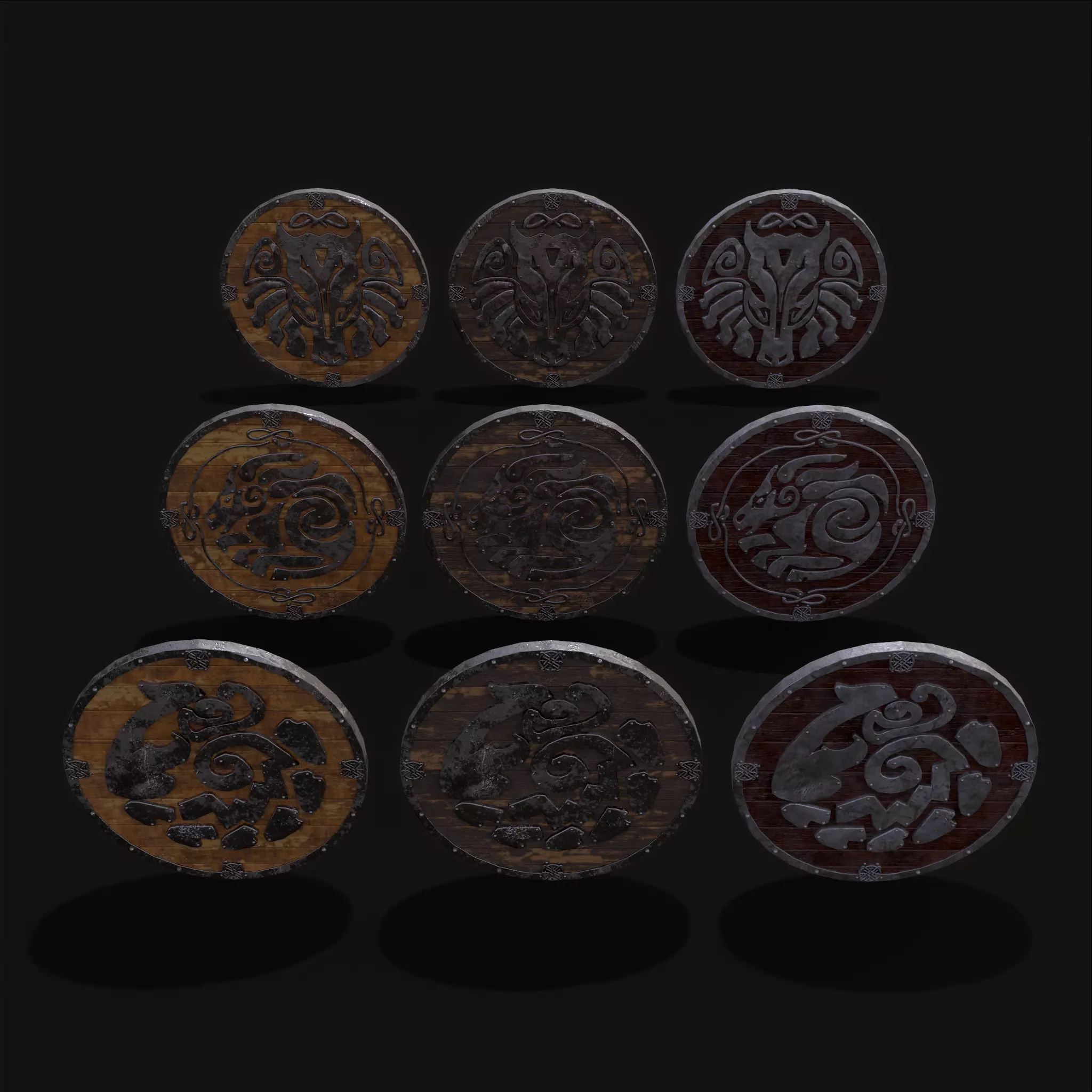 Nordic Horse Shields Pack 3D Model Collection_0