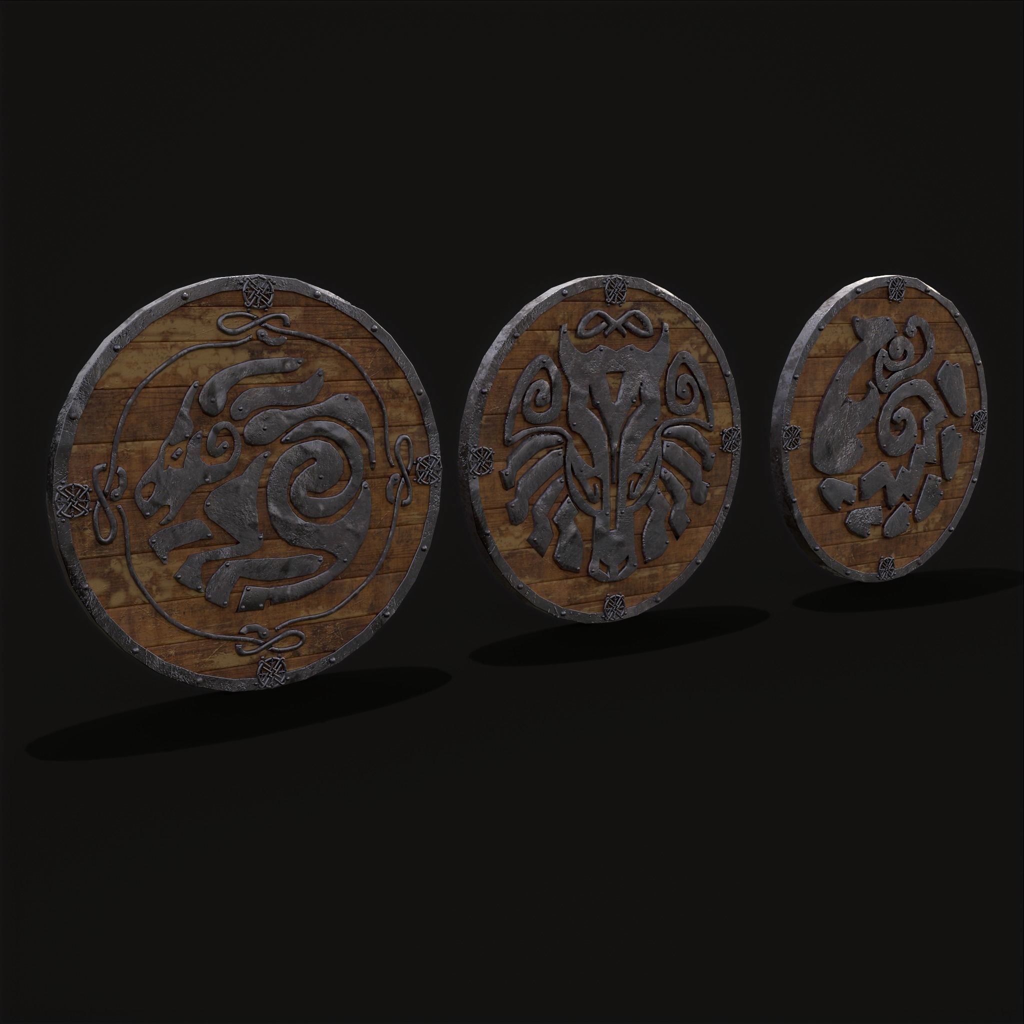 Nordic Horse Shields Pack 3D Model Collection_7
