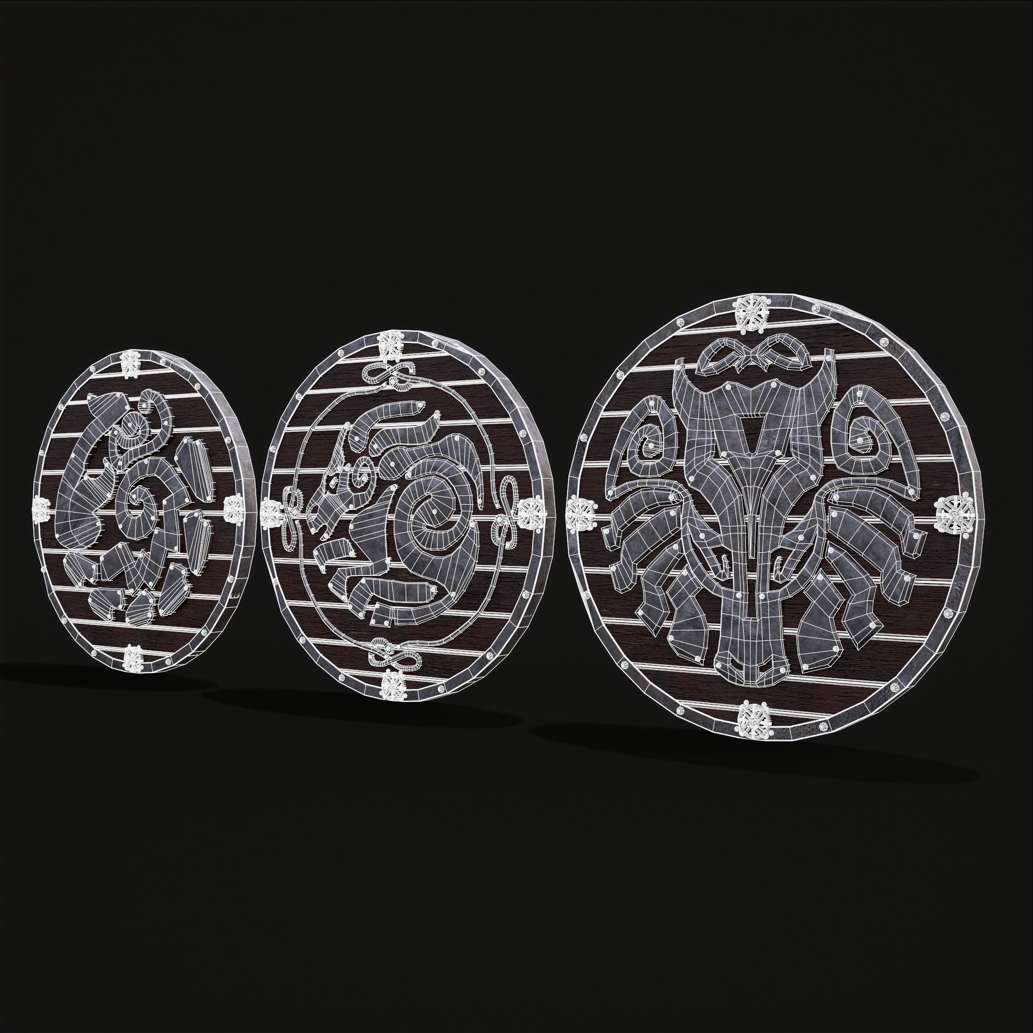 Nordic Horse Shields Pack 3D Model Collection_6