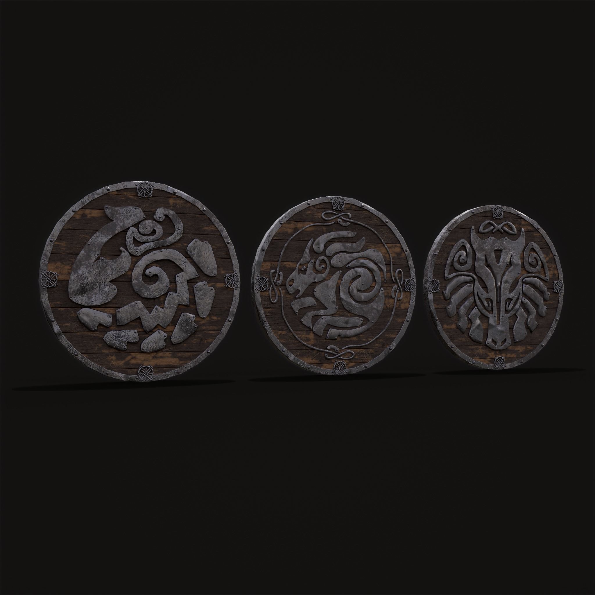 Nordic Horse Shields Pack 3D Model Collection_10