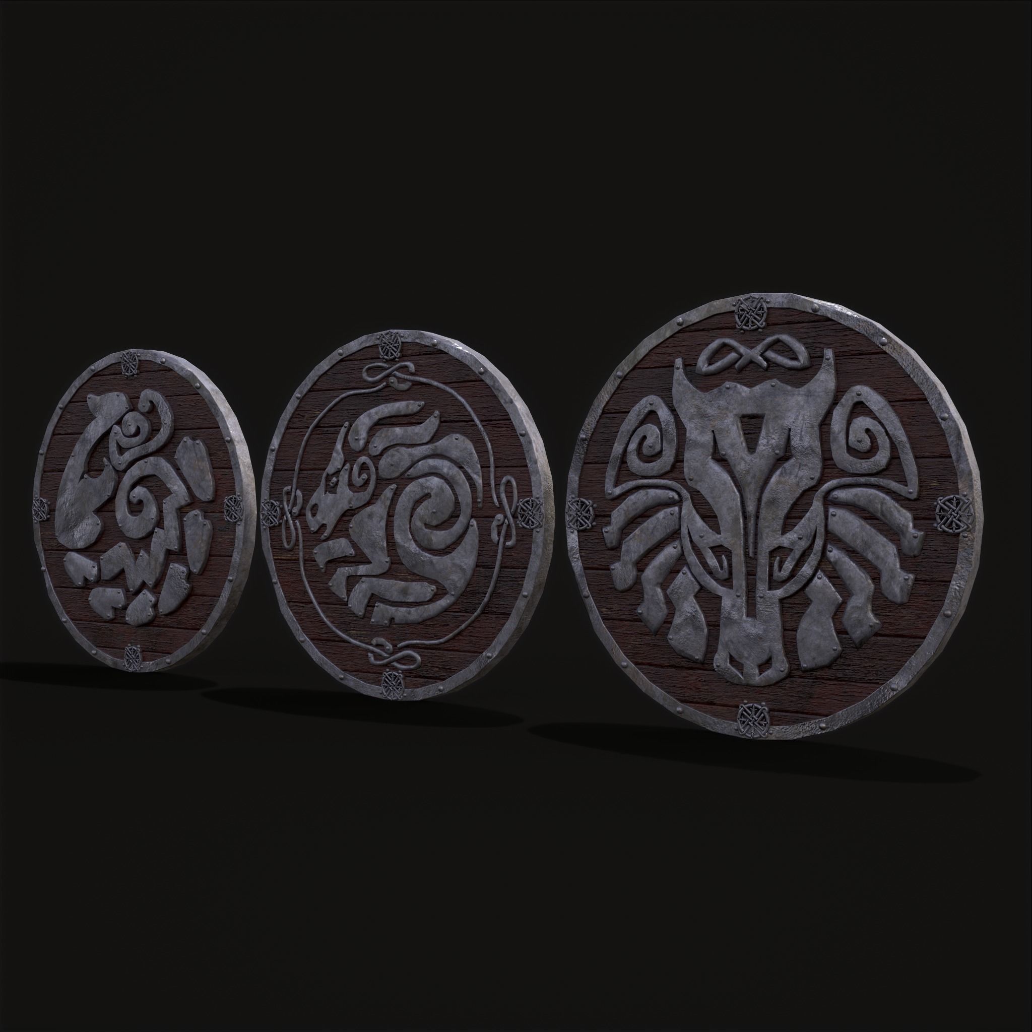 Nordic Horse Shields Pack 3D Model Collection_5